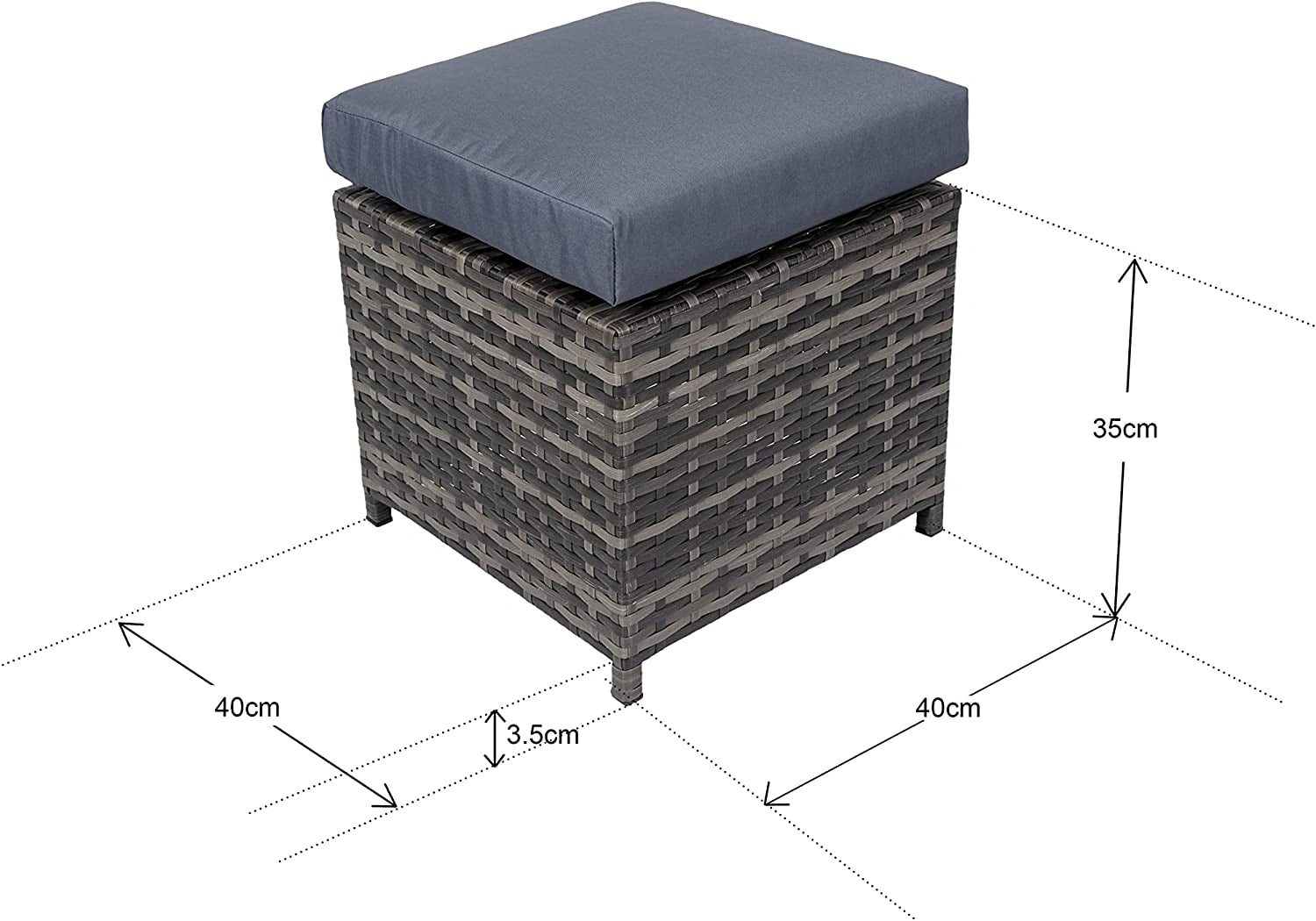 Grey 8 Seater Rattan Garden Set: Corner Sofa, Stools, Table