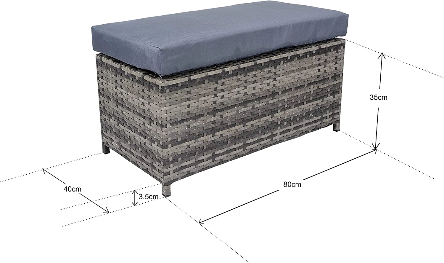 Grey 8 Seater Rattan Garden Set: Corner Sofa, Stools, Table