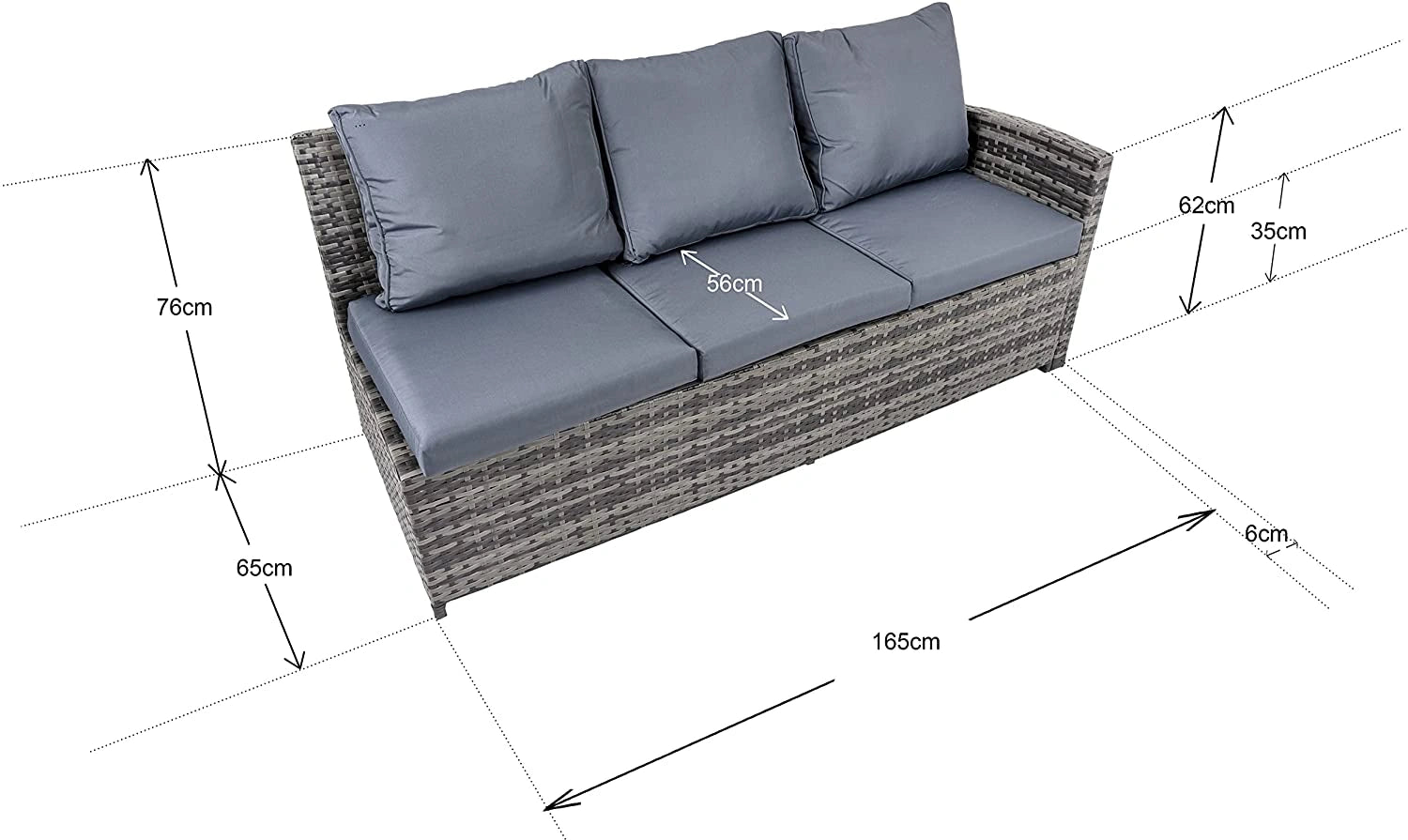Grey 8 Seater Rattan Garden Set: Corner Sofa, Stools, Table