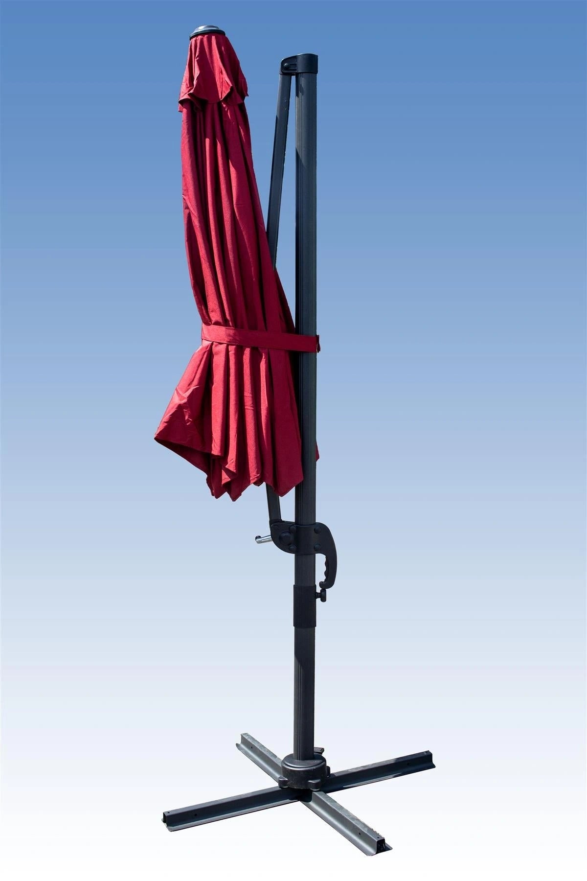 3m Patio Offset Parasol Cantilever Umbrella 360° Rotation Burgundy