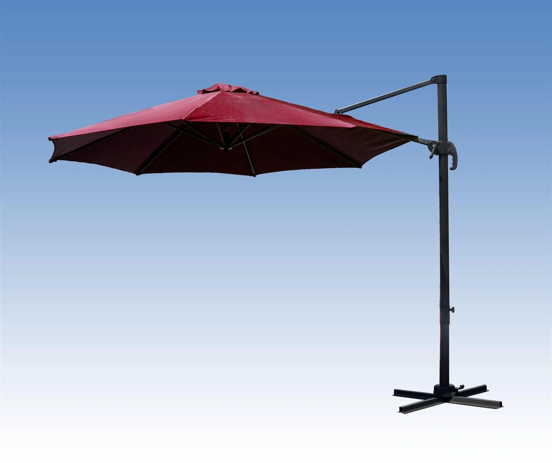 3m Patio Offset Parasol Cantilever Umbrella 360° Rotation Burgundy
