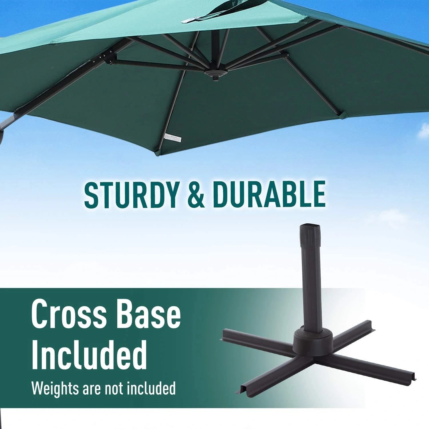 3m Patio Offset Parasol Cantilever Umbrella 360° Rotation Green