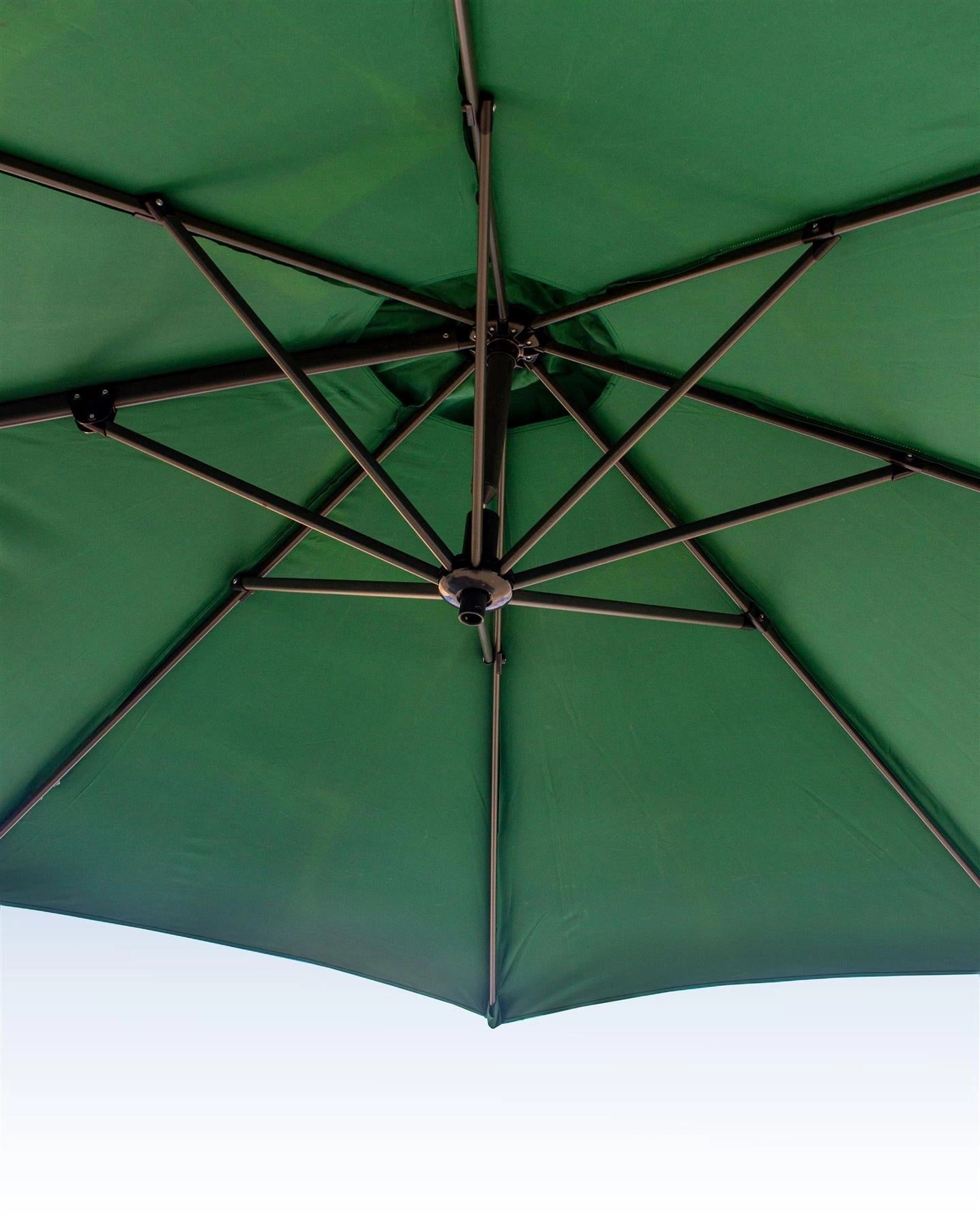 3m Patio Offset Parasol Cantilever Umbrella 360° Rotation Green