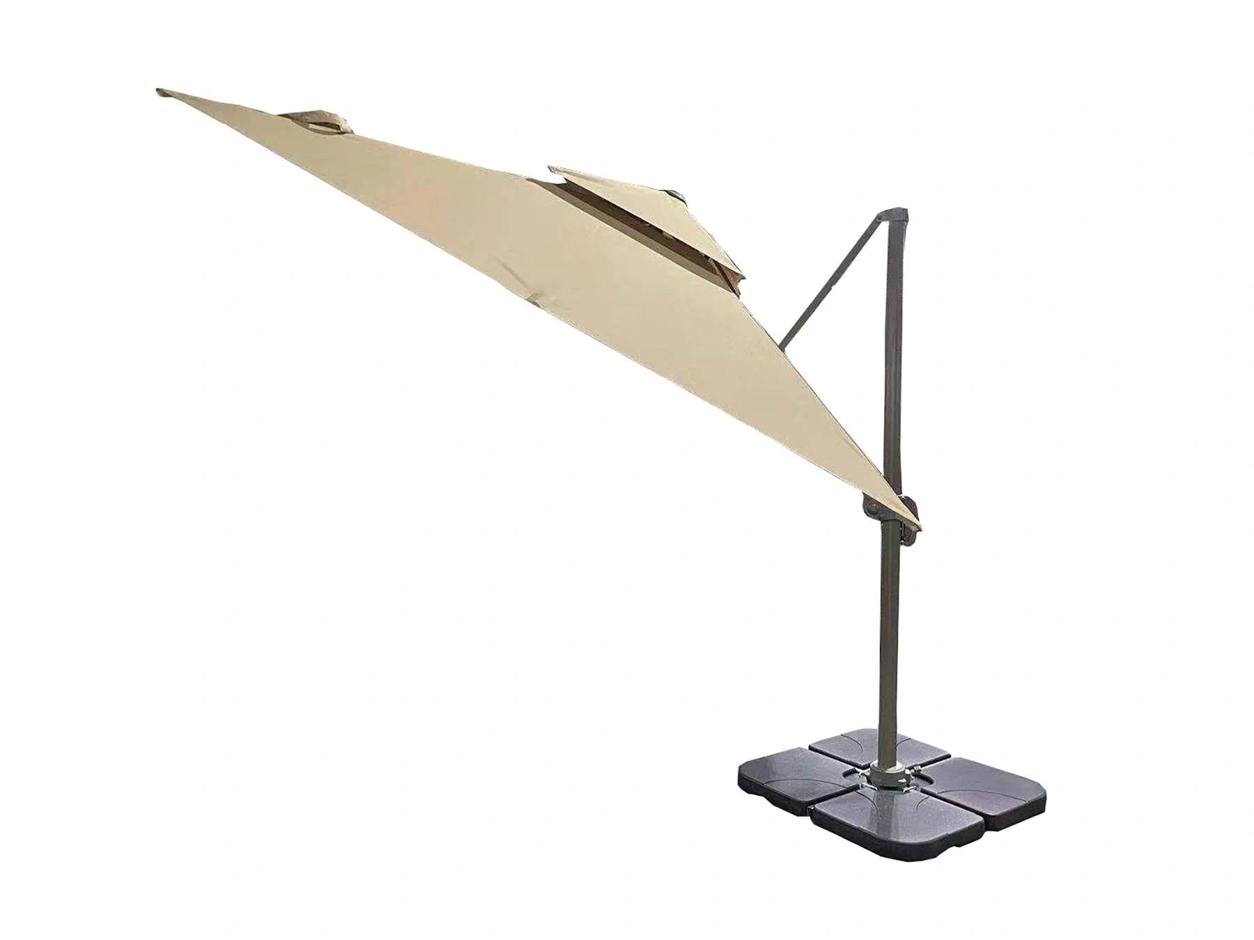 3m Khaki Patio Offset Cantilever Parasol with 360° Rotation