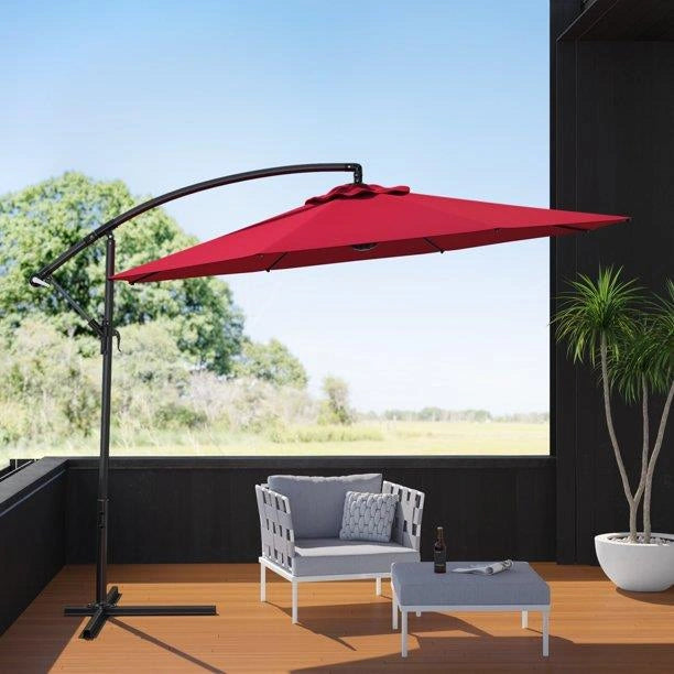 3m Garden Parasol Hanging Cantilever Umbrella Burgundy