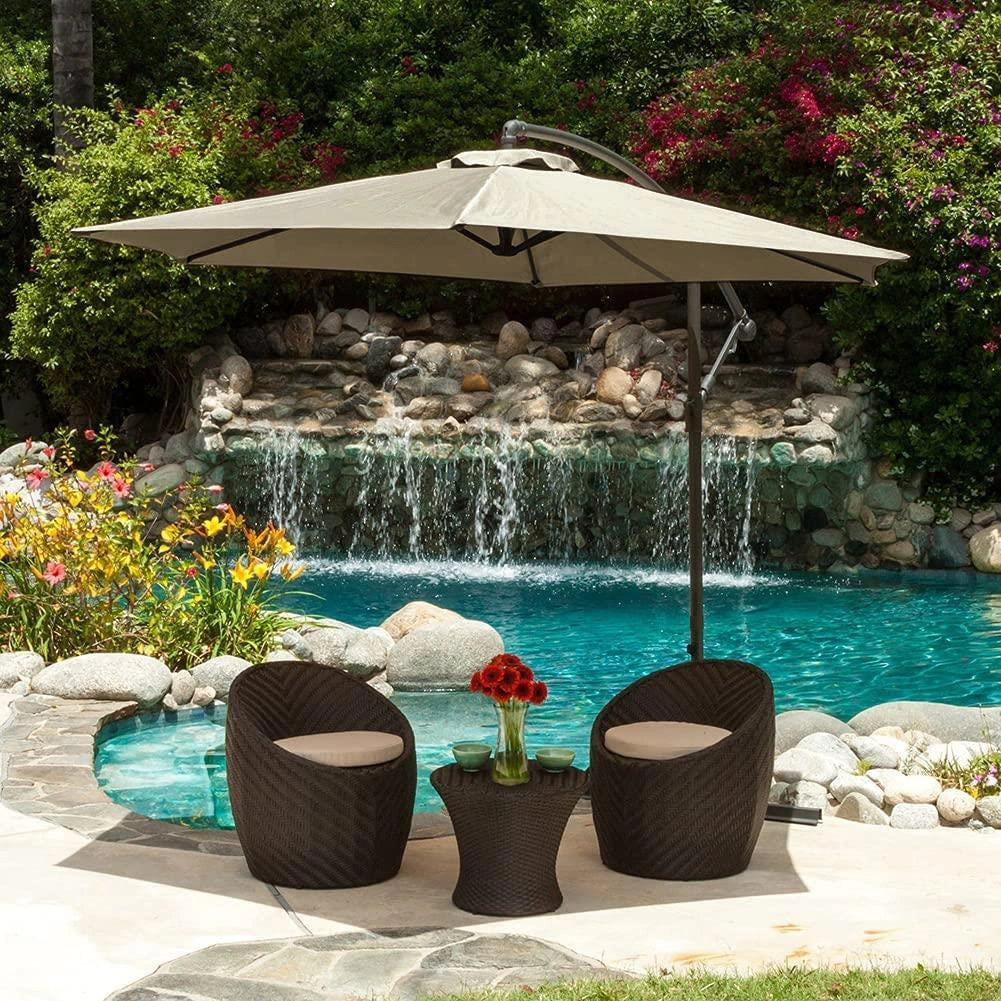 3m Garden Parasol Hanging Cantilever Umbrella Beige