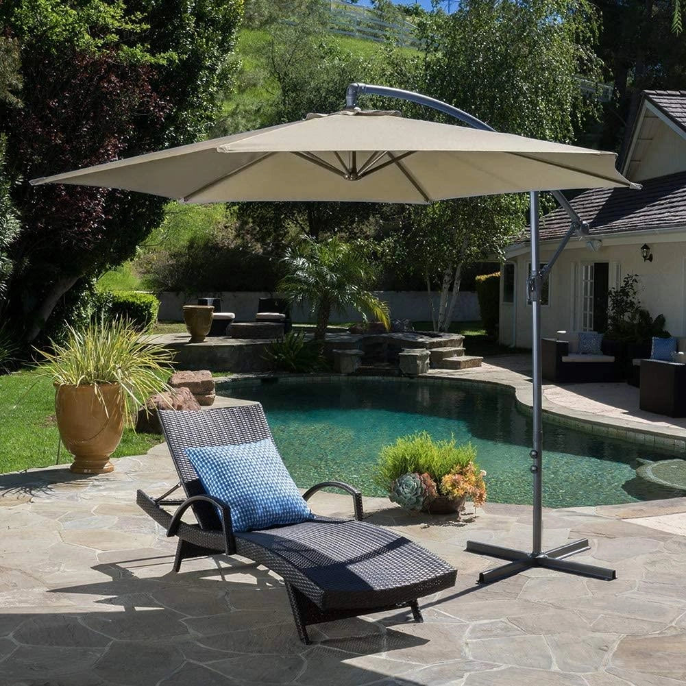3m Garden Parasol Hanging Cantilever Umbrella Beige