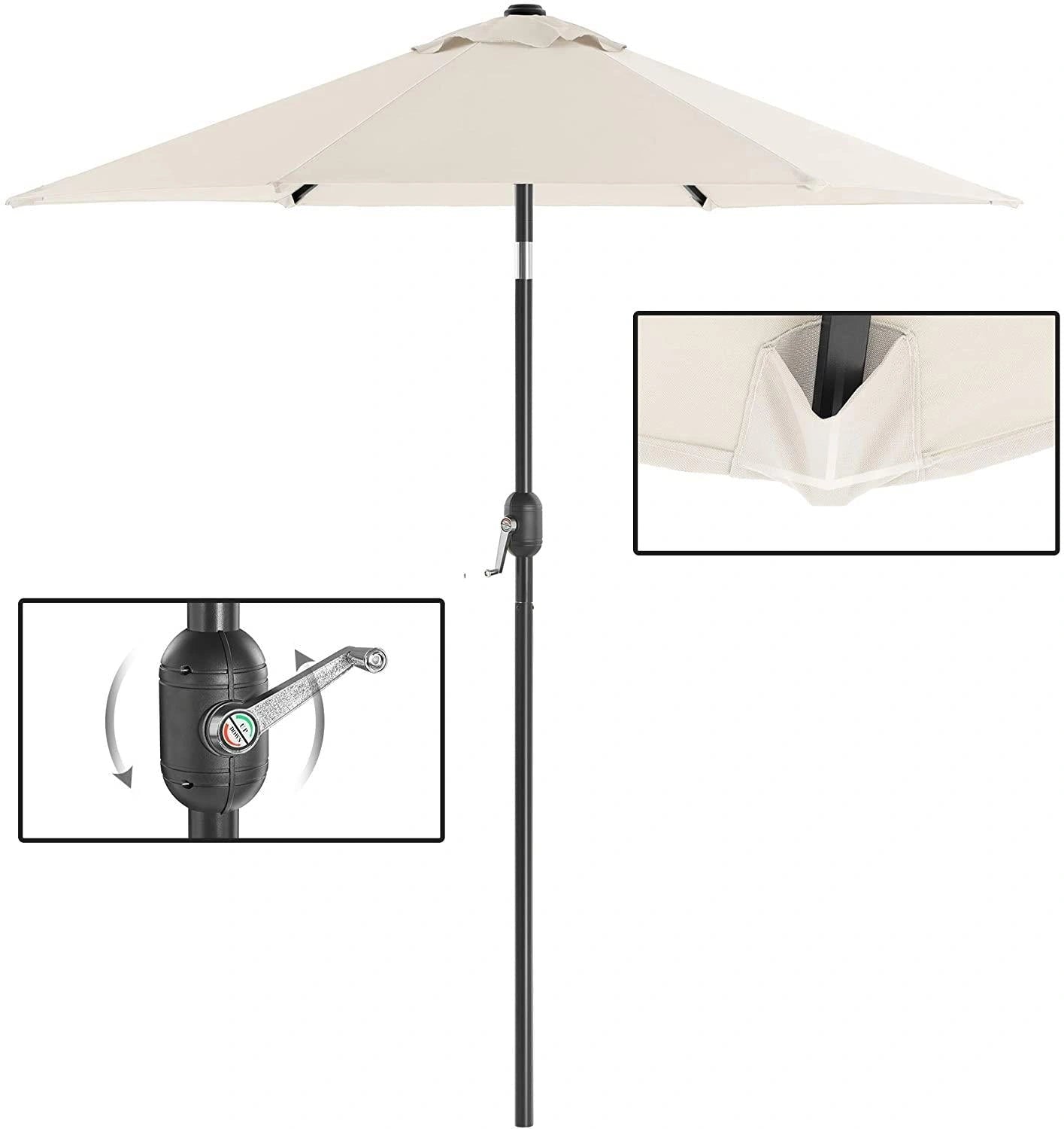 3m Garden Parasol Umbrella Tilting with Crank Handle Beige