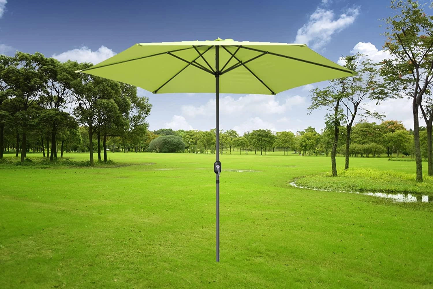 3m Garden Parasol Umbrella Tilting with Crank Handle Lime