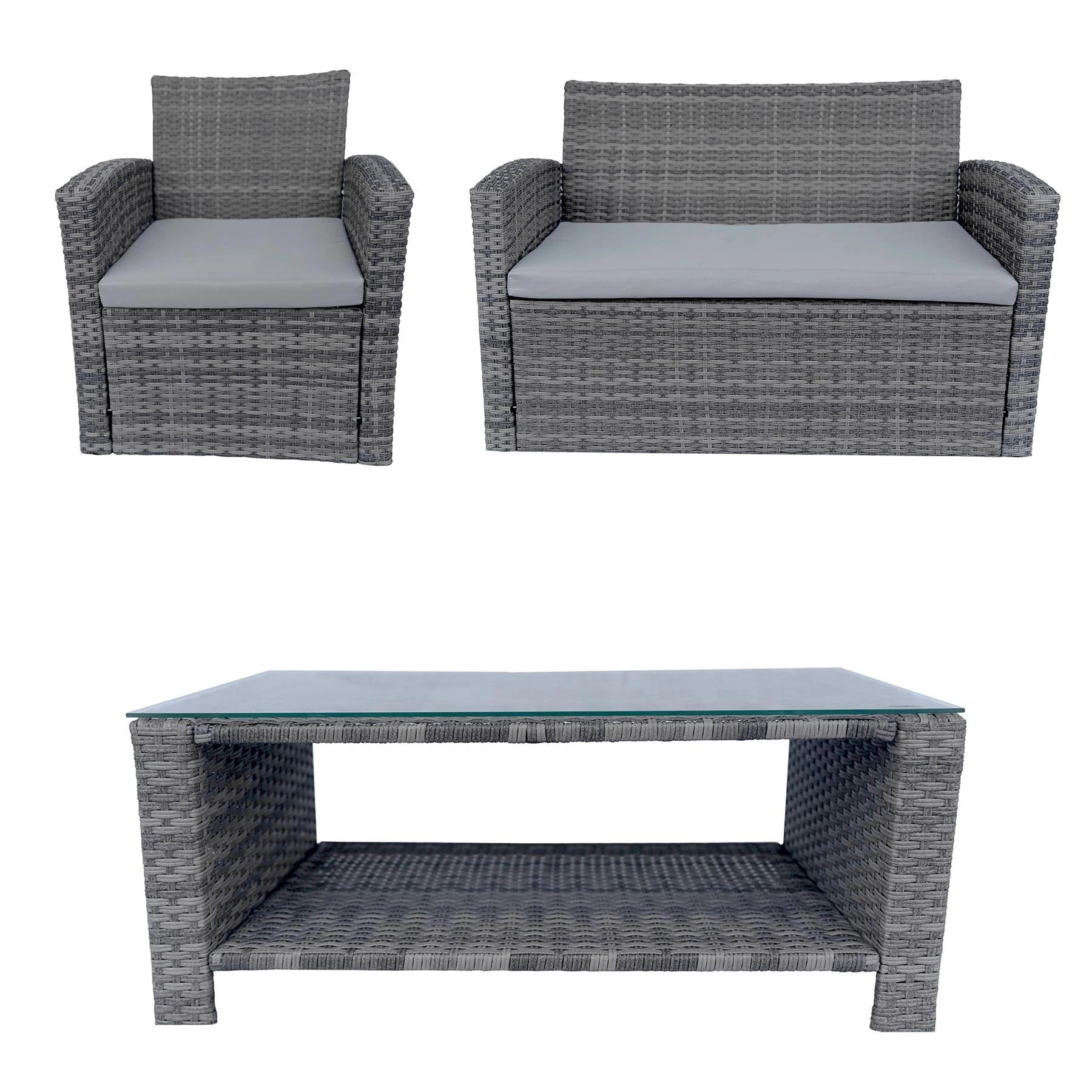 4 Seater Rattan Garden Furniture Set 4Pcs Patio Set