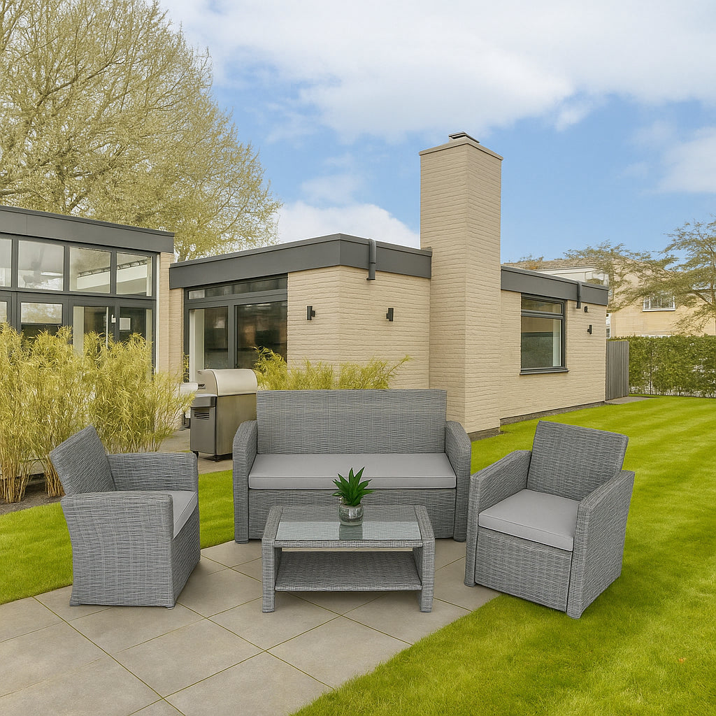 4 Seater Rattan Garden Furniture Set 4Pcs Patio Set