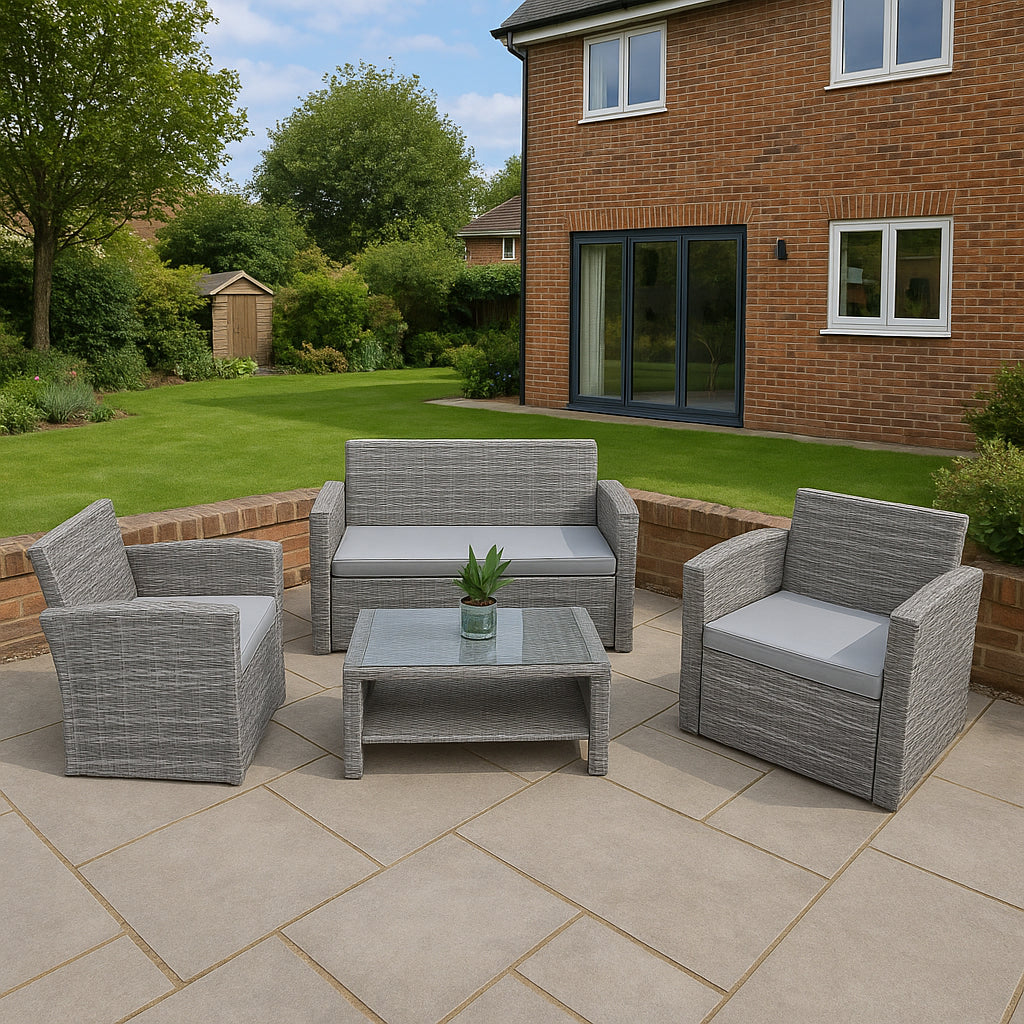 4 Seater Rattan Garden Furniture Set 4Pcs Patio Set
