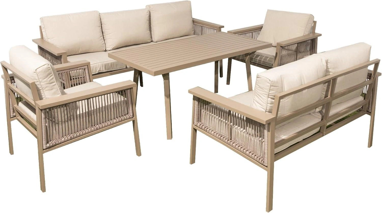 7-Seater Aluminium Outdoor Garden Sofa Set – 5 Pieces