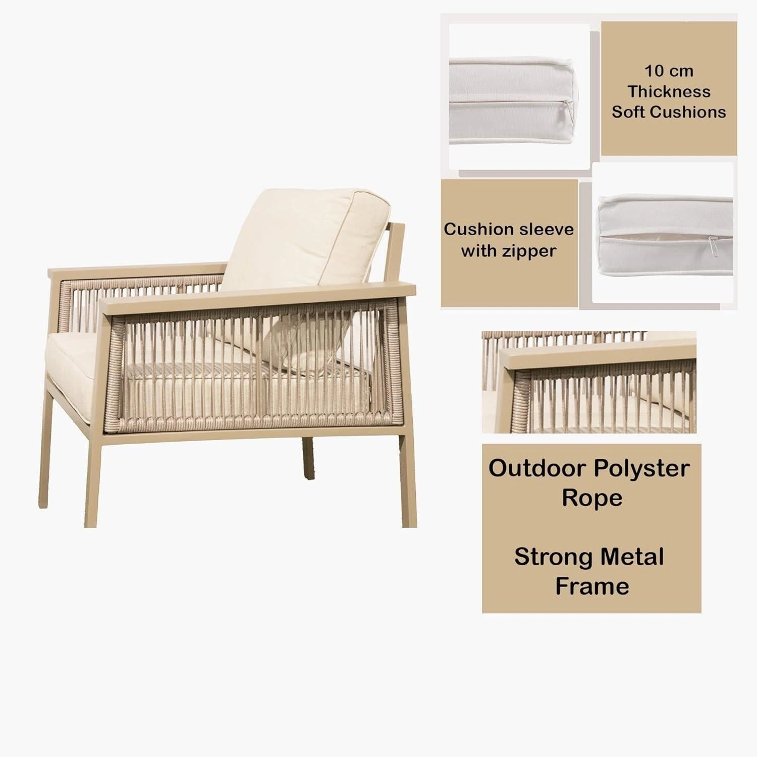 7-Seater Aluminium Outdoor Garden Sofa Set – 5 Pieces