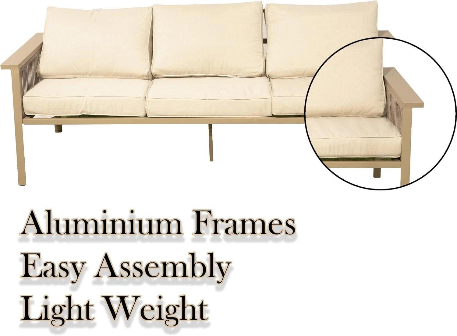 7-Seater Aluminium Outdoor Garden Sofa Set – 5 Pieces