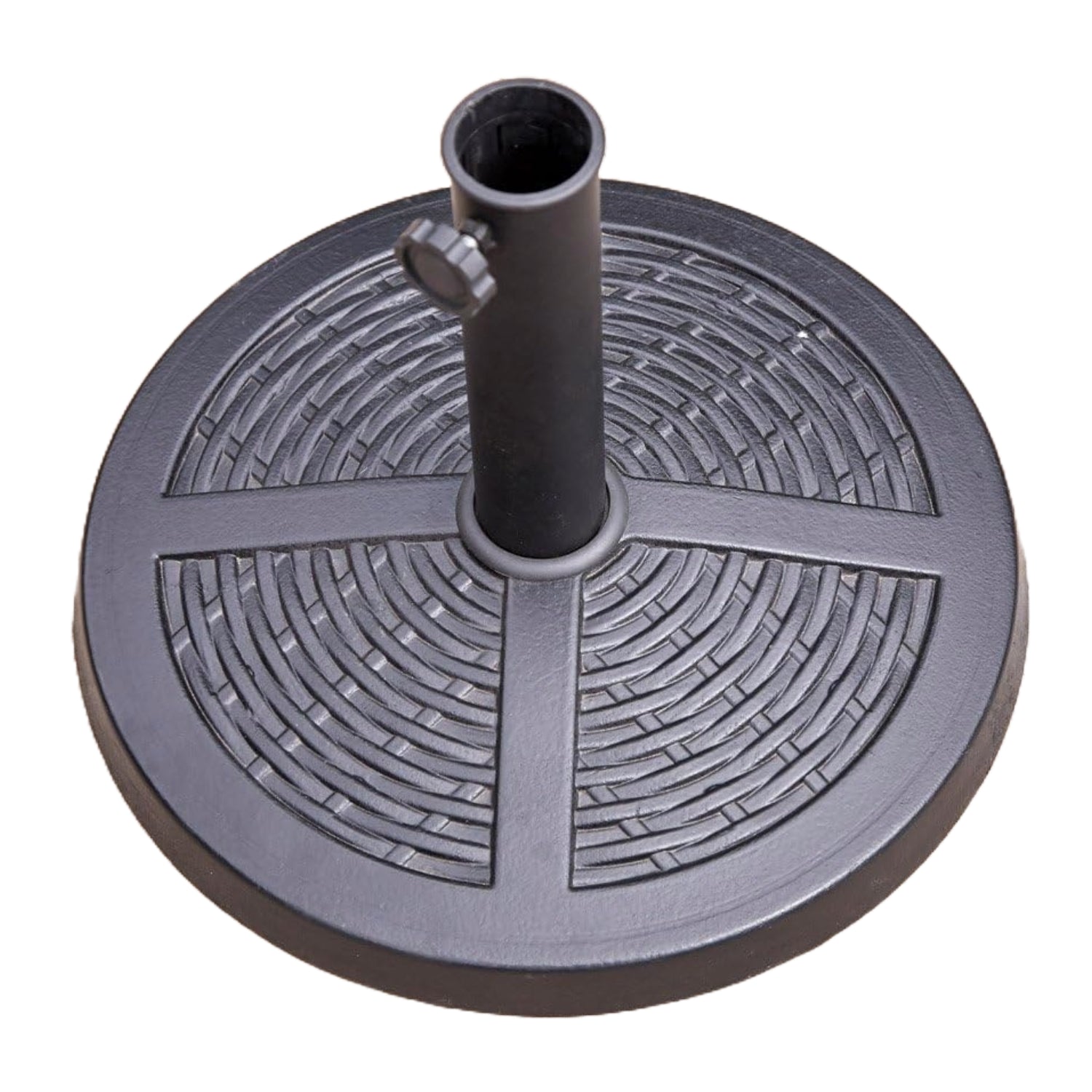 10Kg Black Round Rattan Effect Parasol Base