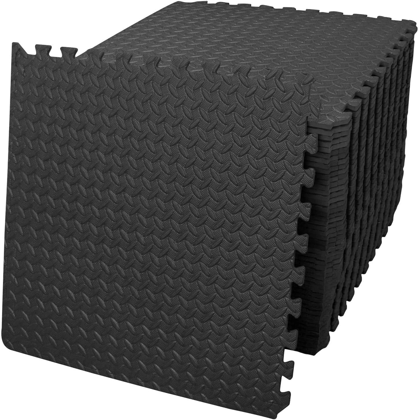 Black Interlocking Gym Floor Mats – 6 EVA Tiles (60x60x1.1cm)