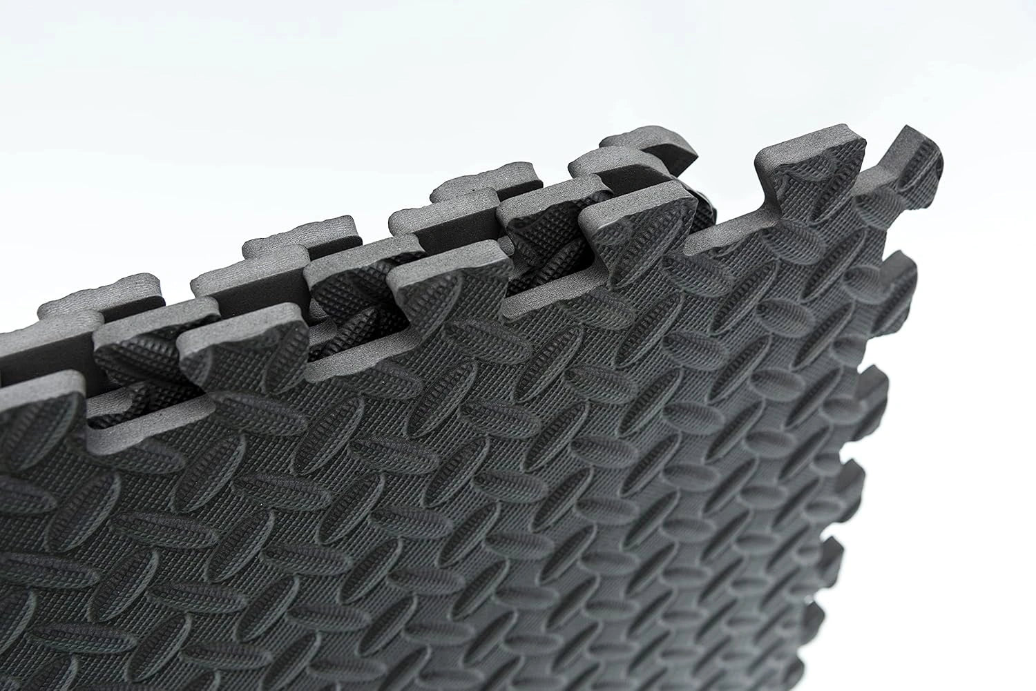 Black Interlocking Gym Floor Mats – 24 EVA Tiles (60x60x1.1cm)