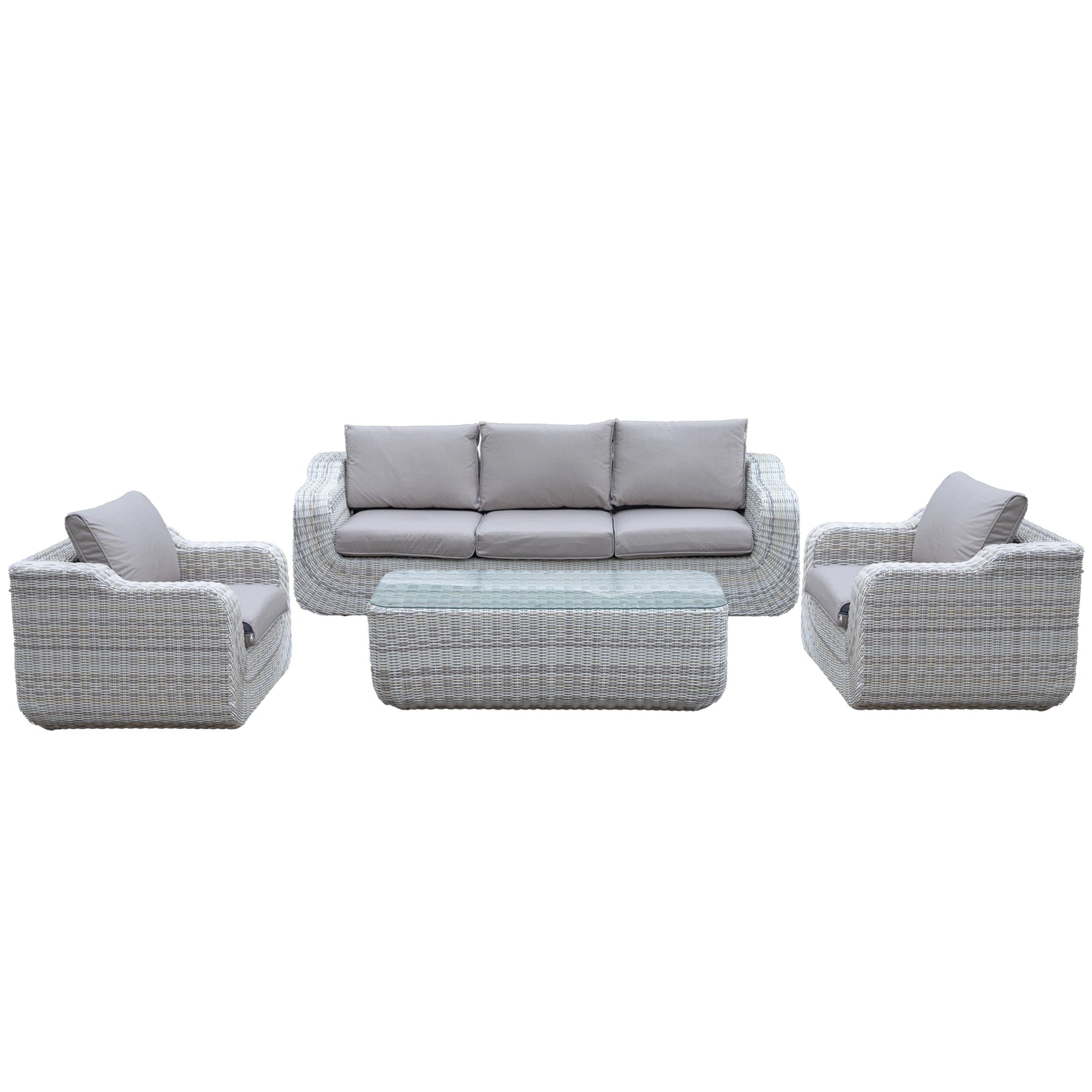 4pcs Tuscany Luxury Rattan Patio Conversation Set 5 Seater - Sofa, Table, Chairs