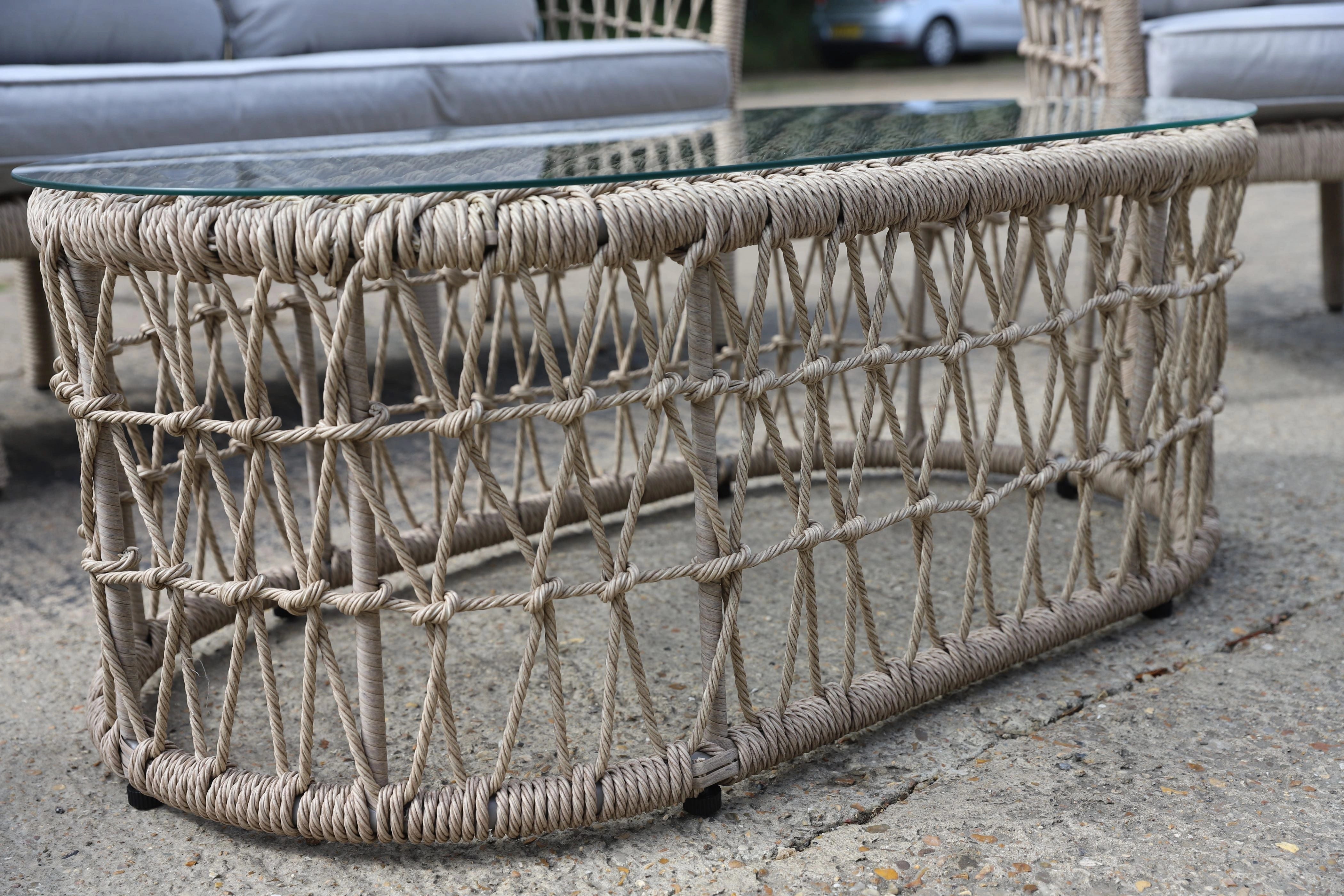 4Pcs Capri 5 Seater Sofa Set Natural Woven Rattan - Sofa, Table, Chairs