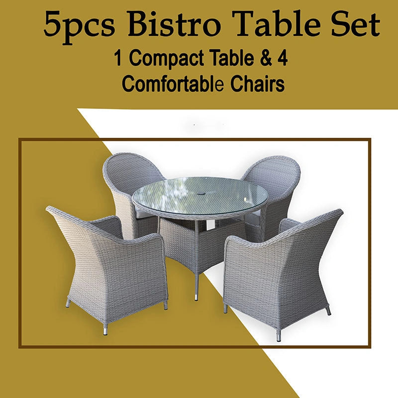 Sorrento 4 Seater Rattan Dining 5Pcs Set