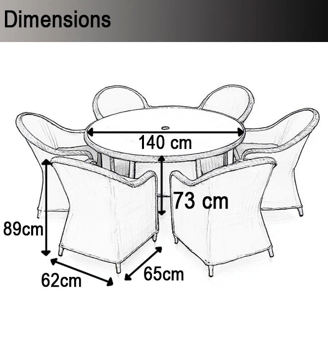 Sorrento 6 Seater Rattan Dining 7Pcs Set