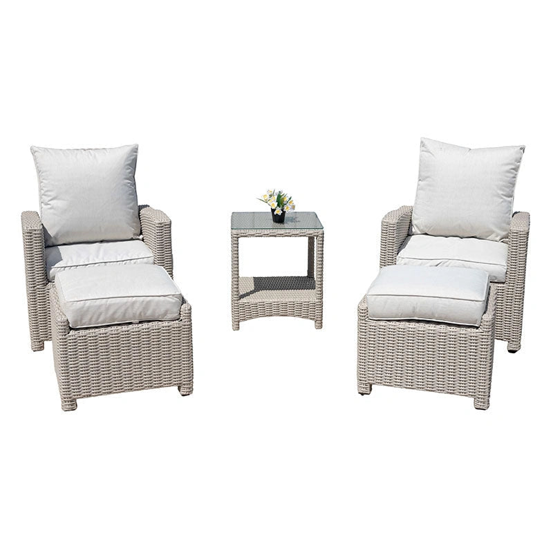 Sorrento Luxury Recliners Garden Rattan Bistro 5Pcs Set Grey