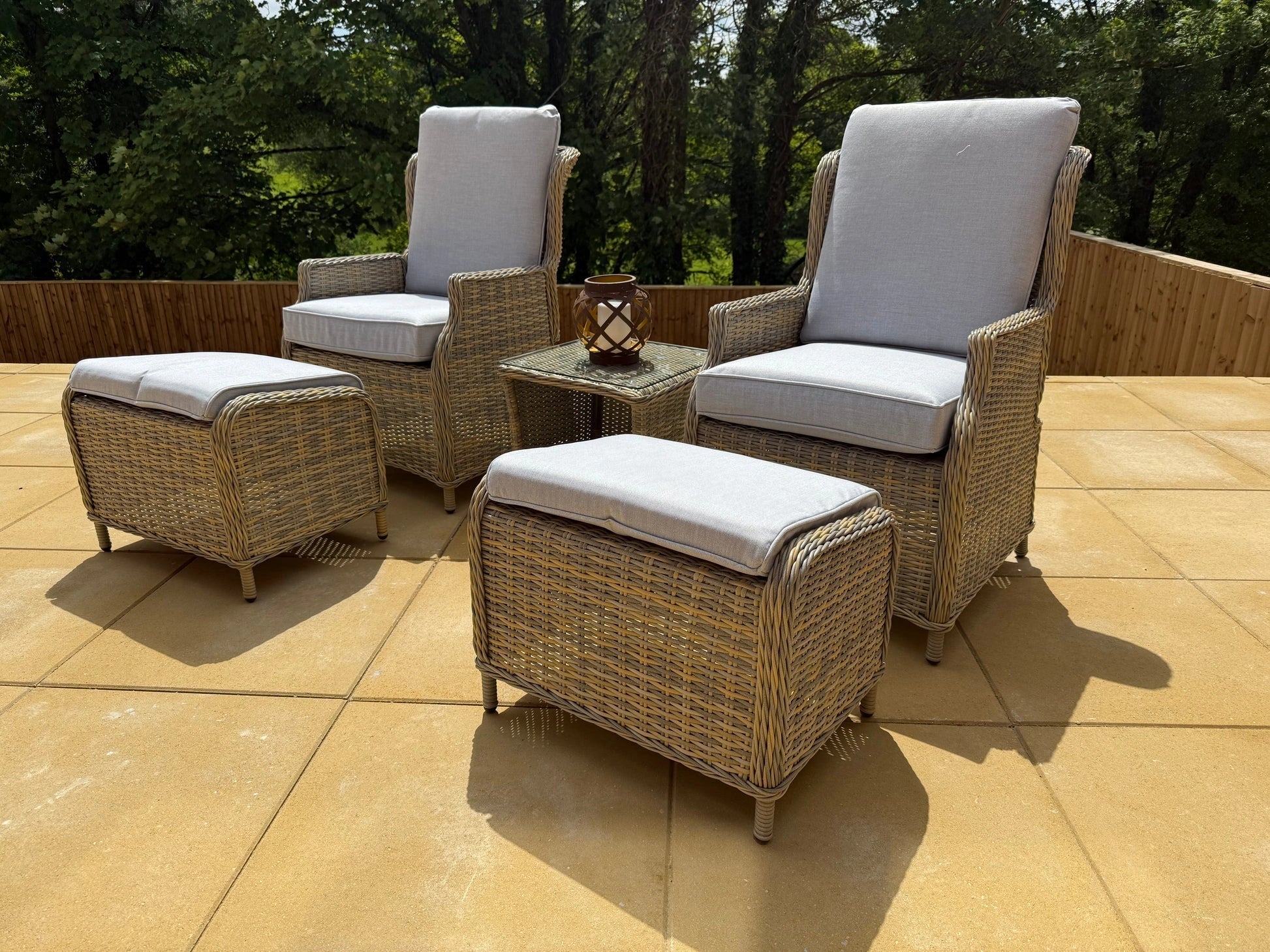 Monte Carlo Luxury Recliners Garden Rattan Bistro 5Pcs Set Beige