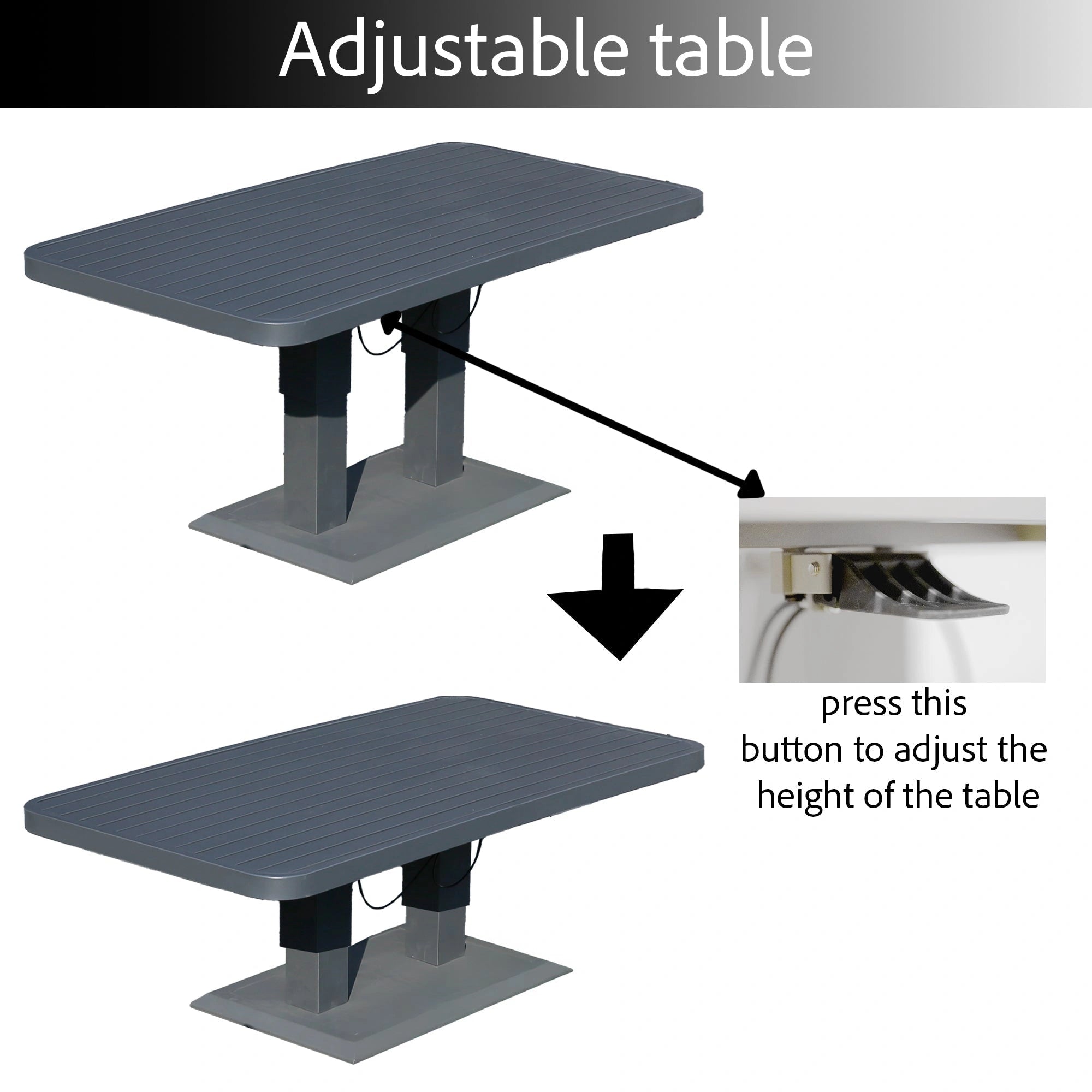 Cannes 4 Seater Aluminium Sofa Lounge Set 4pcs with Adjustable Table