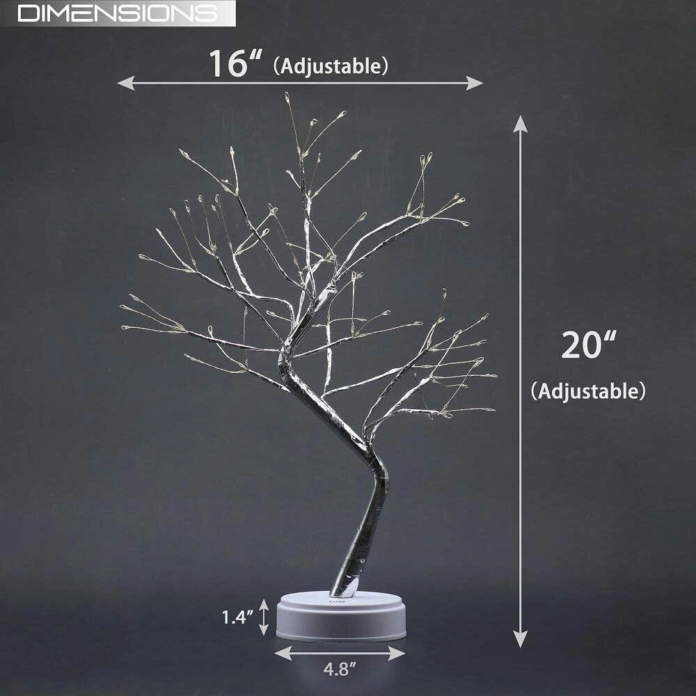 Christmas Bonsai Twig Tree Birch 108 LED Light Tabletop Lamp B/O Xmas Decor 50cm