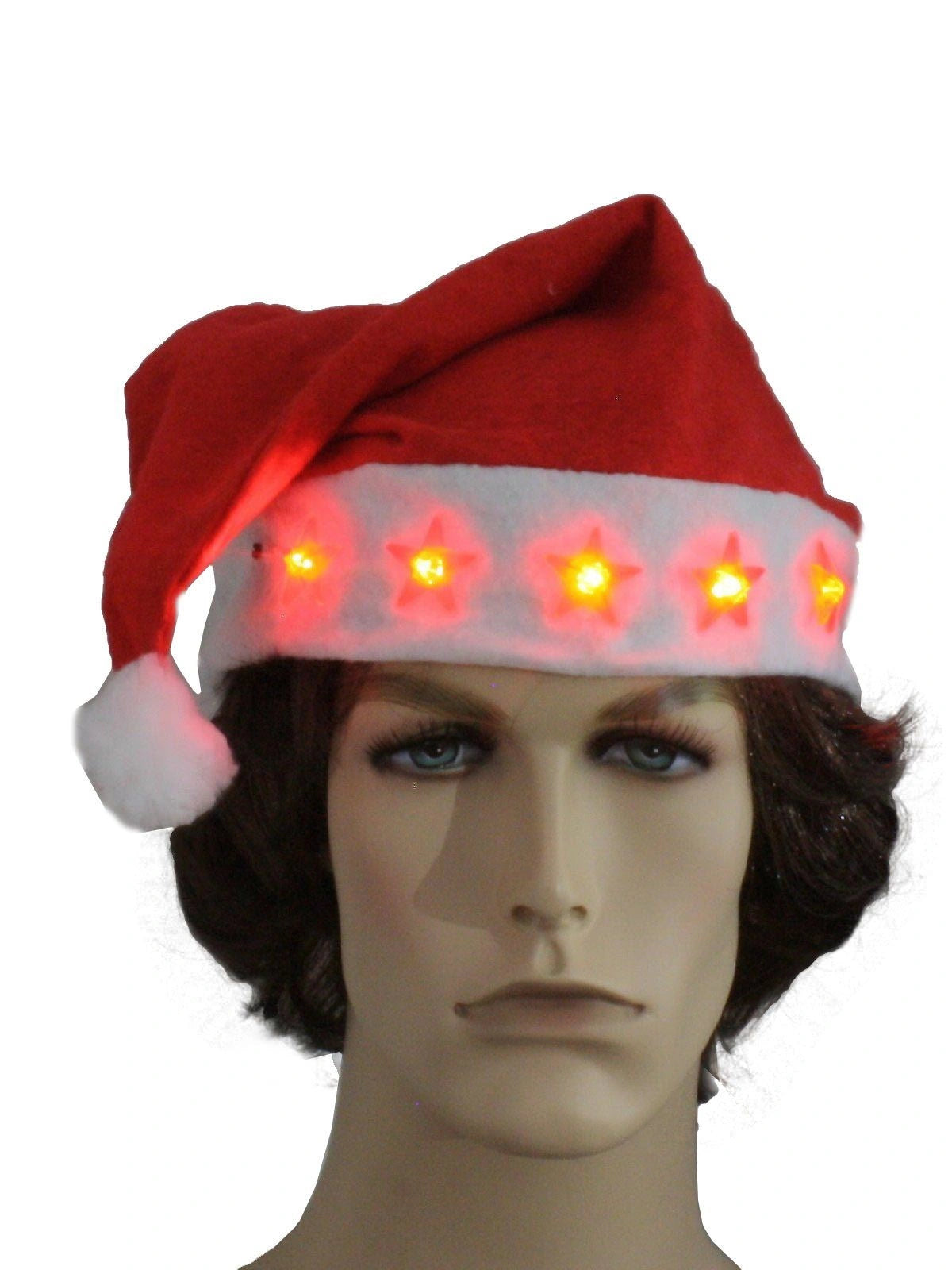 Novelty Festive Light Up Santa Father Christmas Hat Fancy Dress Party Supply 1pc