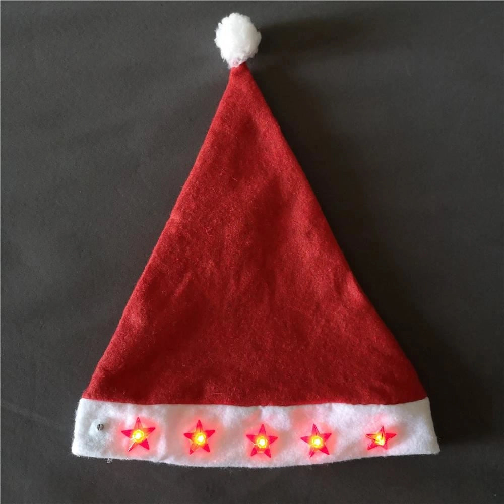 Novelty Festive Light Up Santa Father Christmas Hat Fancy Dress Party Supply 1pc