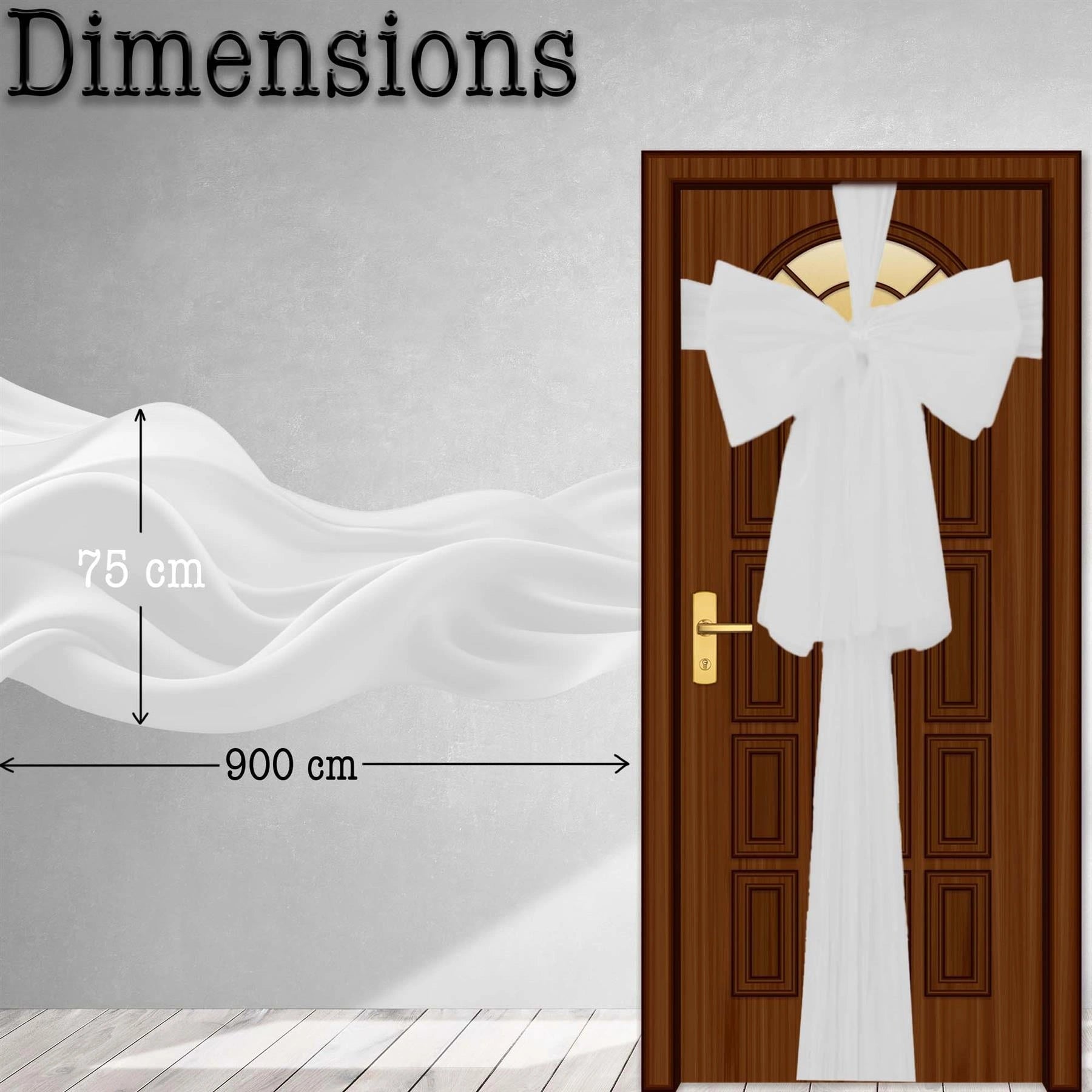 1PC Giant Christmas Door Bow White Organza Wedding Festive Xmas Home Decor 9m