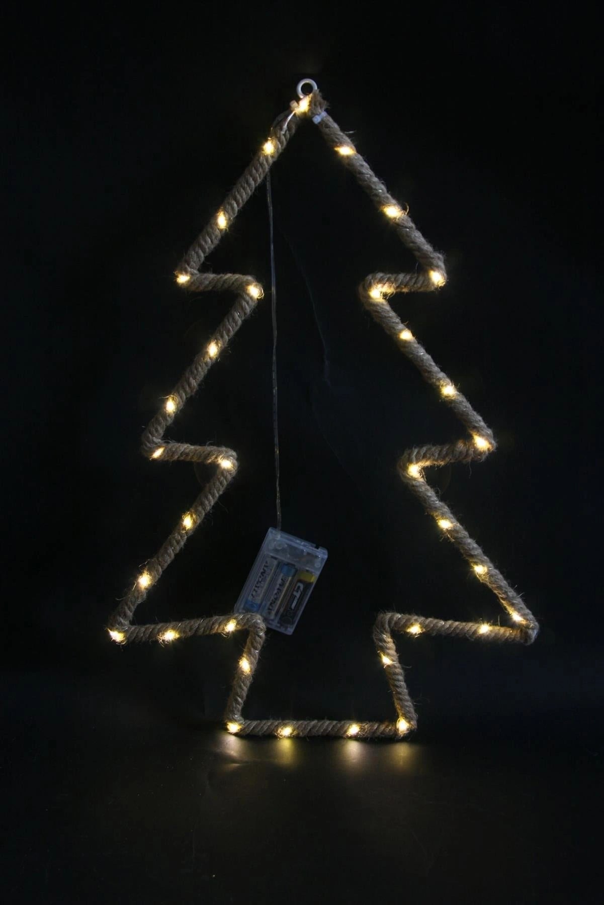 Christmas Silhouette Rope Lights Tree Shape LED Hemp Jute Retro Wall Decorations