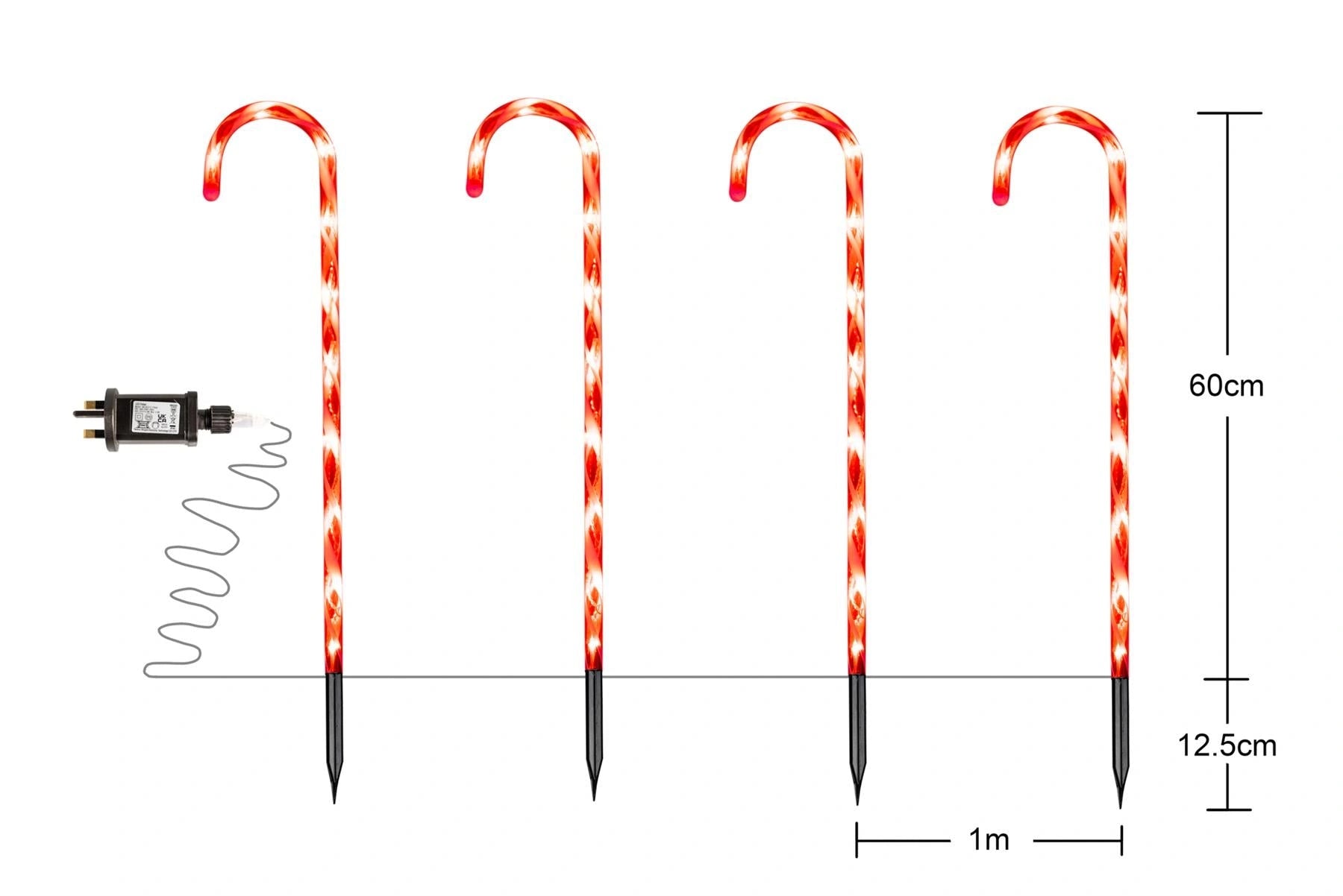 LED Candy Cane Christmas Garden Stake Light Lawn Pathway Outdoor Home Decor 4PCS