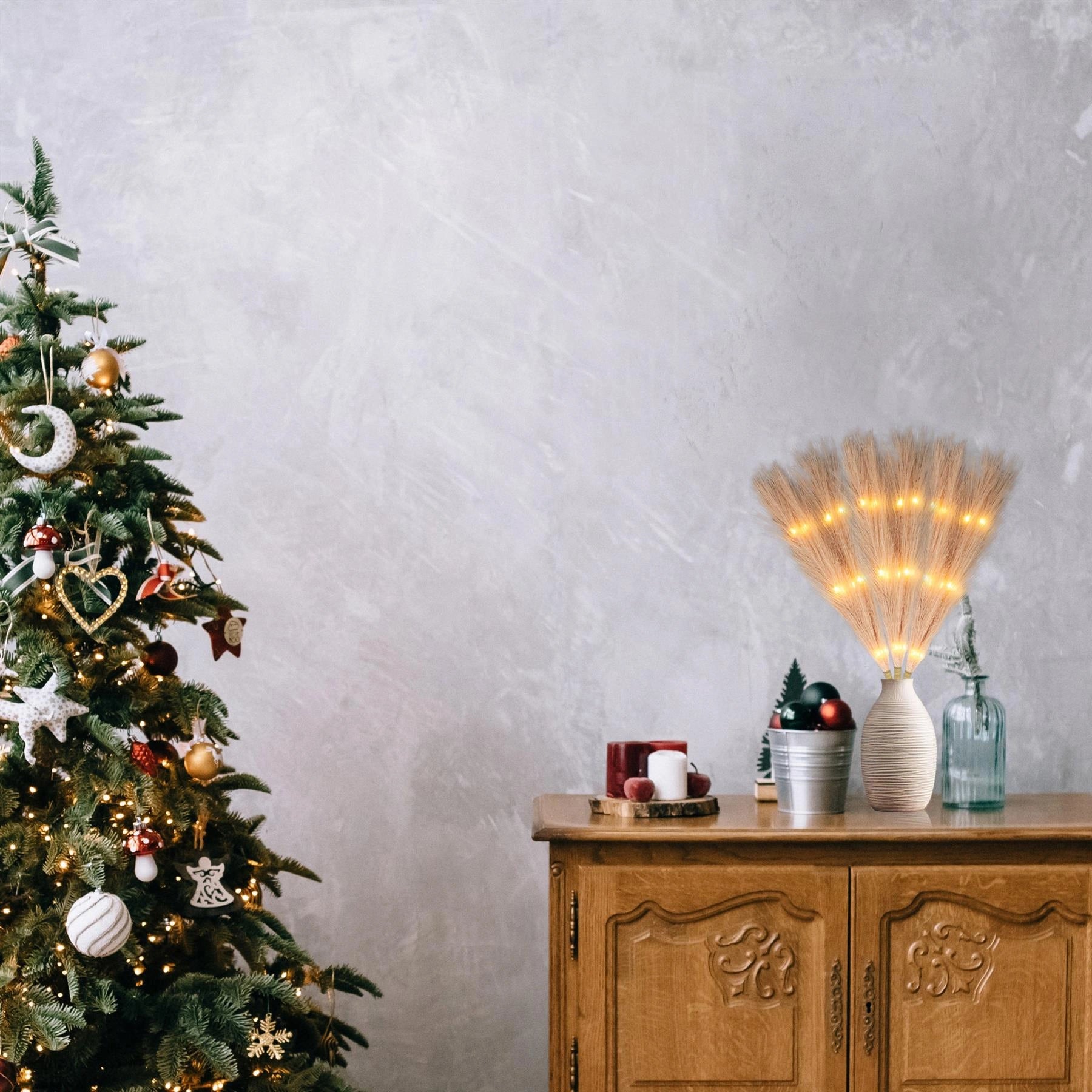 Pampas Grass Champagne W/ 15 Ww Leds 45Cm