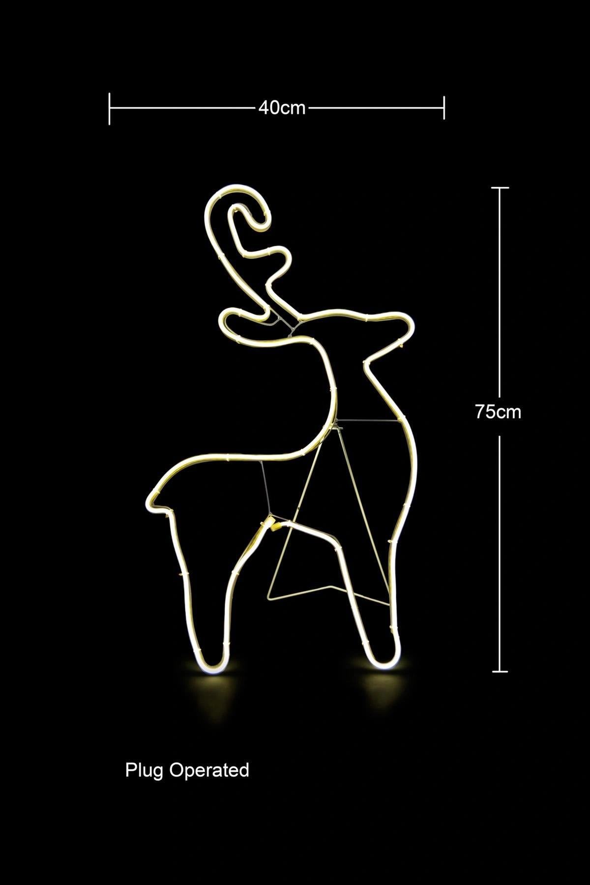 Neon Rope Light Silhouette Christmas Reindeer Calf Outdoor Wall Garden Decor UK