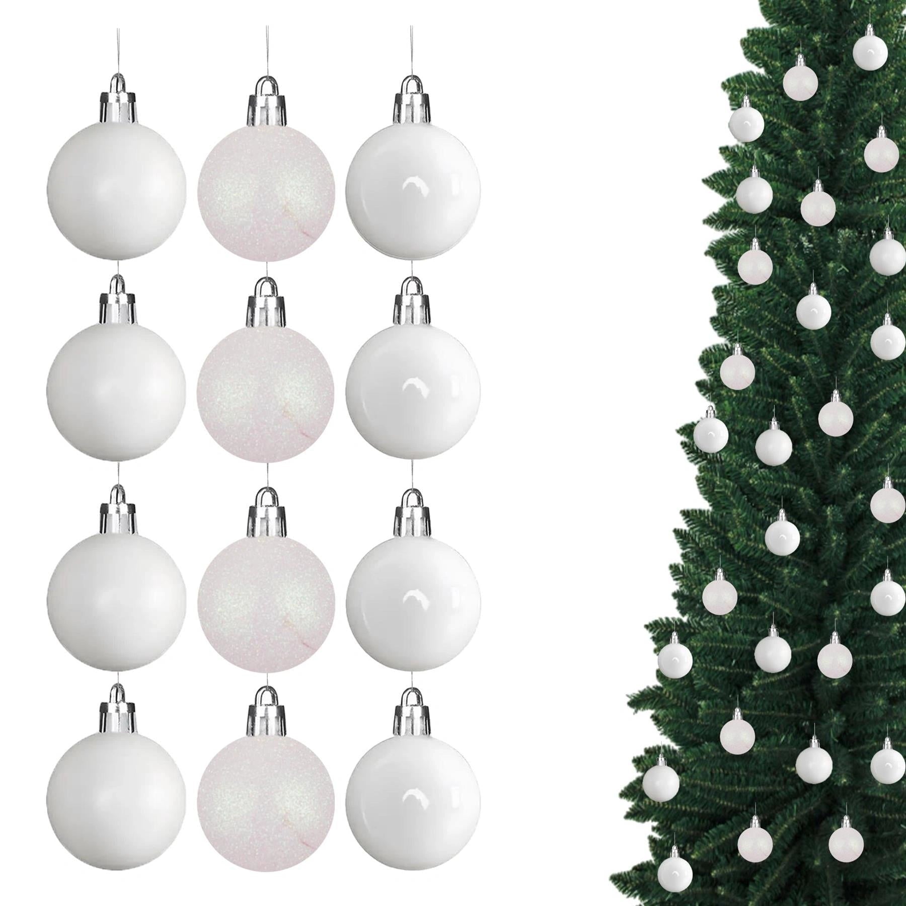 12pcs Christmas Baubles Tree Ornaments White Ball Xmas Festive Hanging Decor 3cm