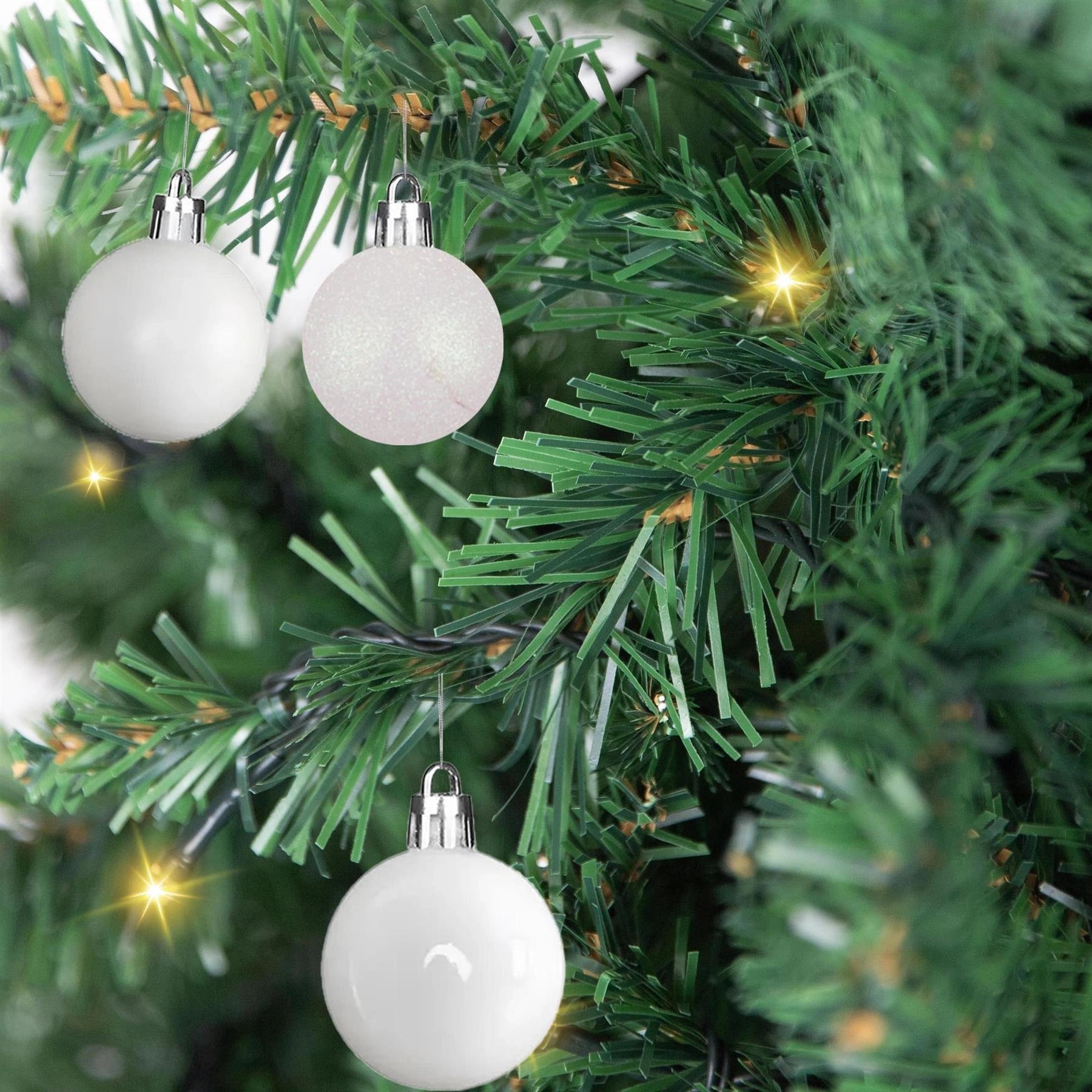 12pcs Christmas Baubles Tree Ornaments White Ball Xmas Festive Hanging Decor 3cm