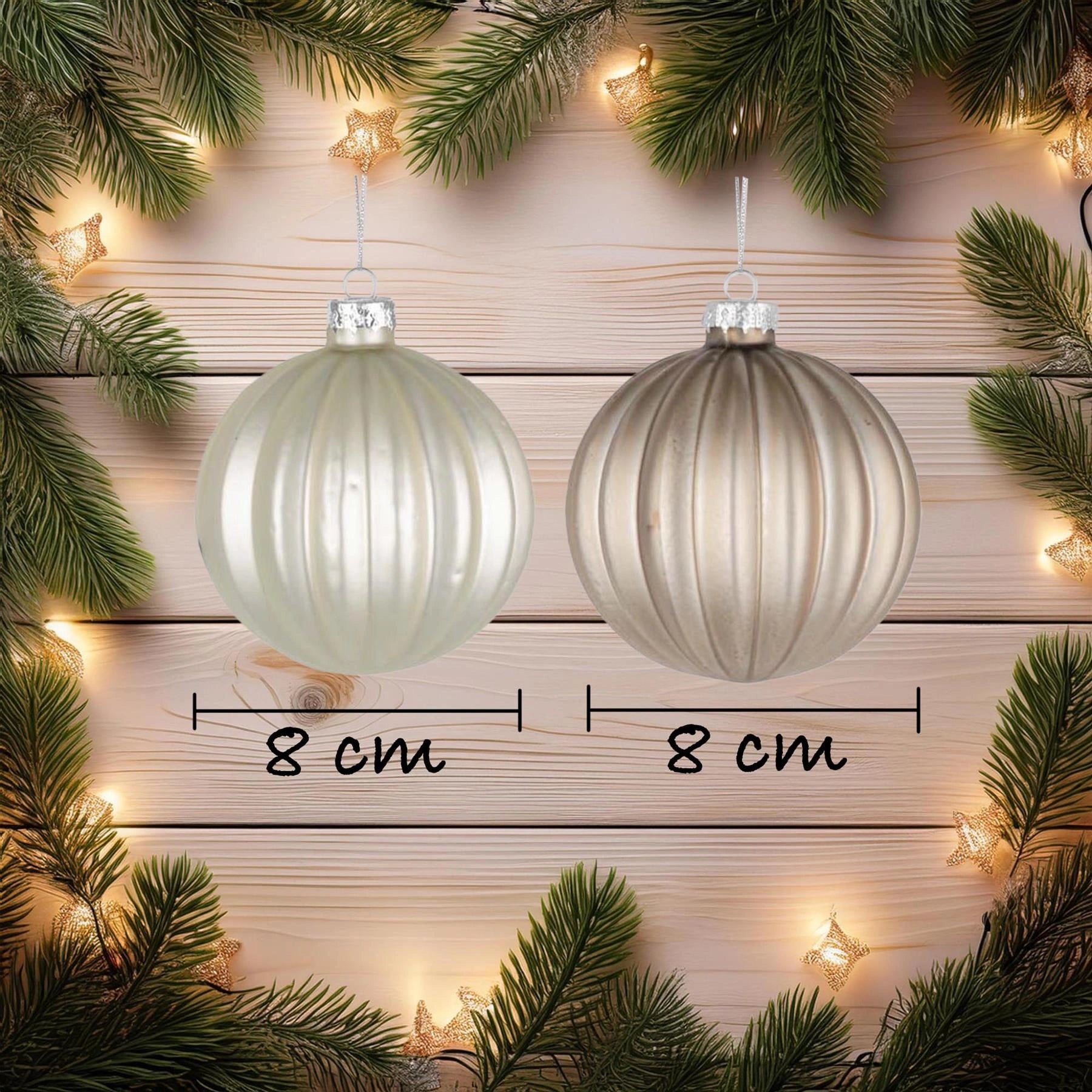 8cm Glass Baubles Christmas Tree Ornament Balls Xmas Hanging Festive Decor 12PCS