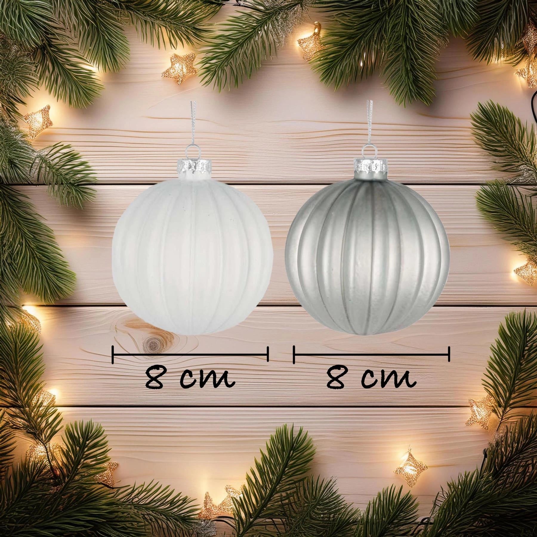 8cm Glass Baubles Christmas Tree Ornament Balls Xmas Hanging Festive Decor 12PCS