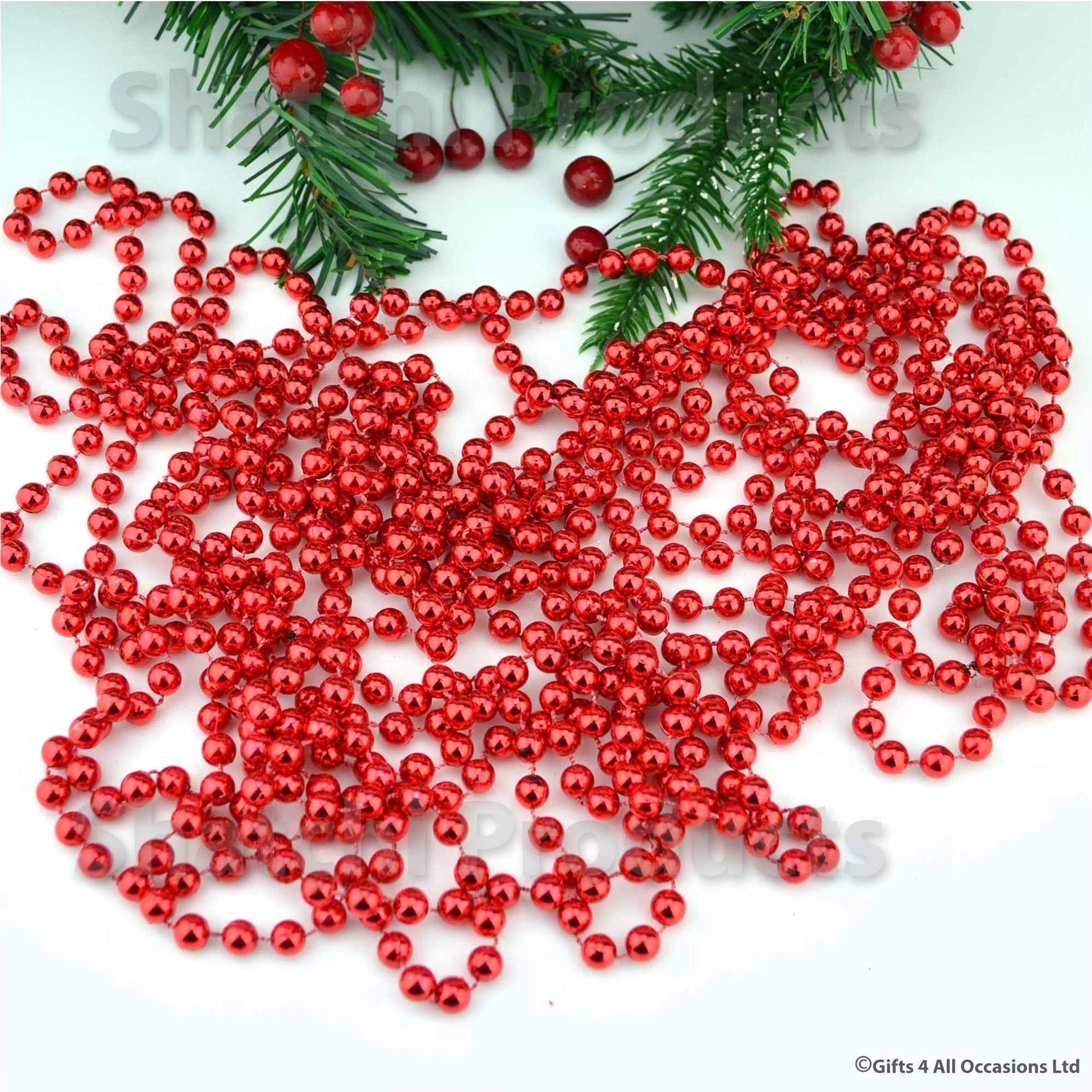 RED BEAD CHAIN GARLAND CHRISTMAS XMAS TREE HANGING DECORATION WEDDING 24FT 8M
