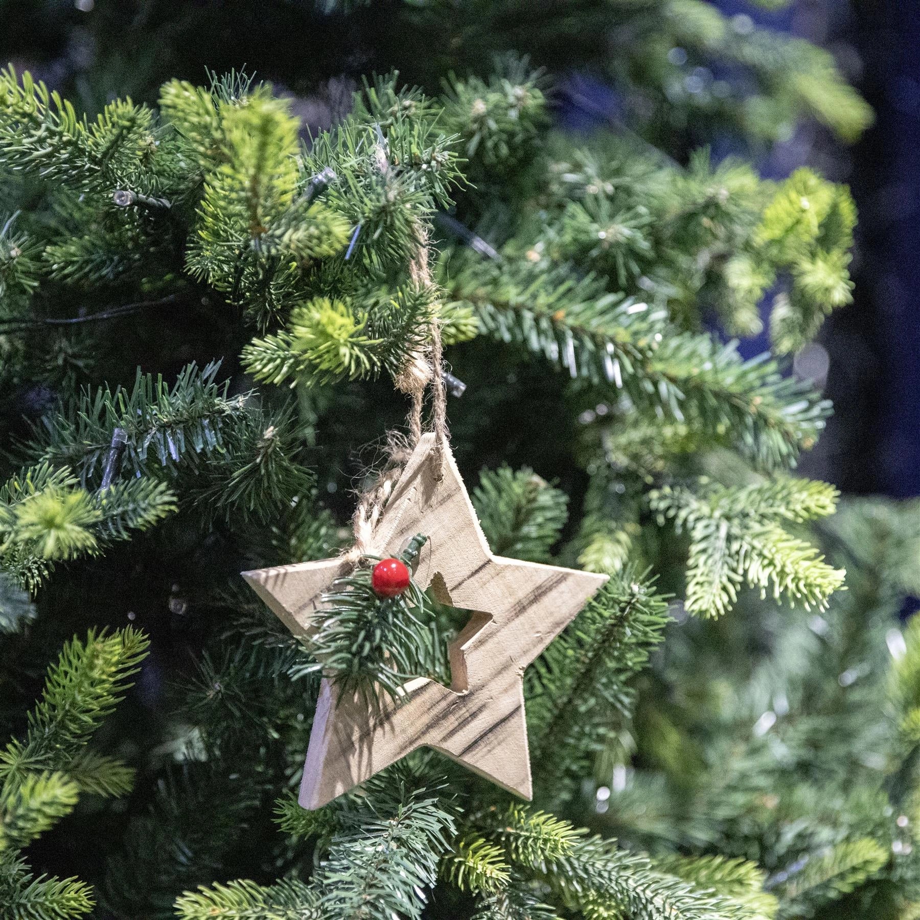 12cm Wooden Star Pendant Christmas Tree Ornaments Wall Door Xmas Hanging Decor