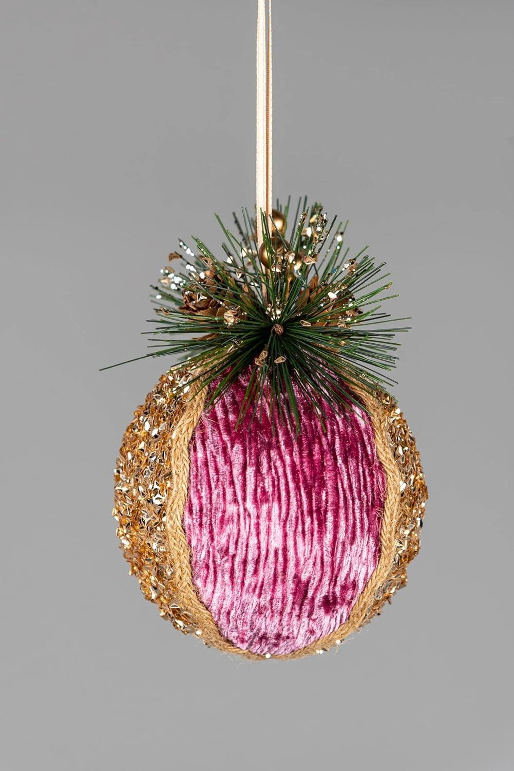 Pink Glitter Bauble - Christmas Hanging Decoration 11.5Cm