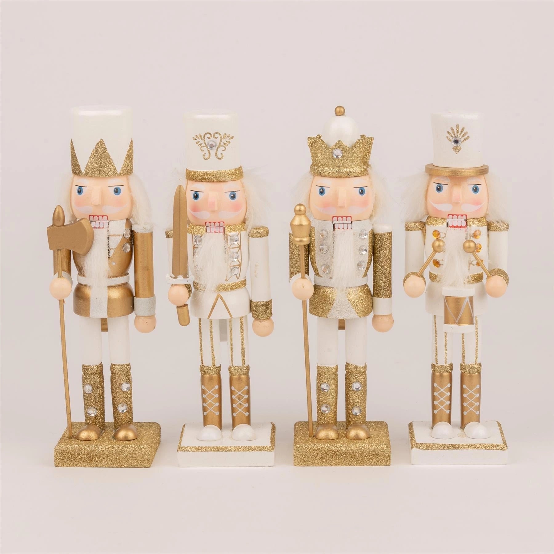 4 Gold Nutcrackers Christmas Wooden Ornaments Figurine 25cm Xmas Home Decoration