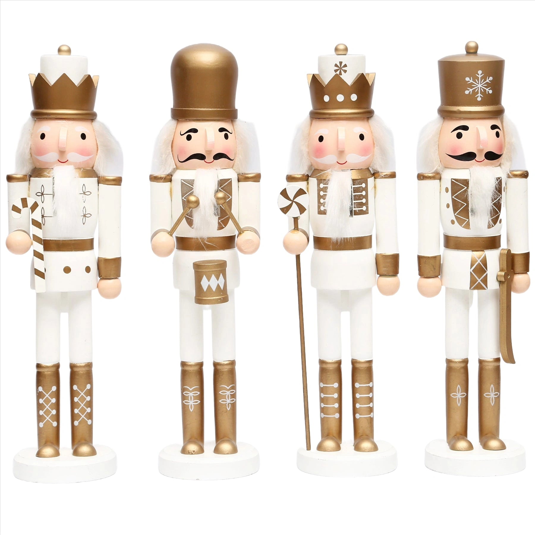 4 Gold Nutcrackers Christmas Wooden Ornaments Figurine 36cm Xmas Home Decoration