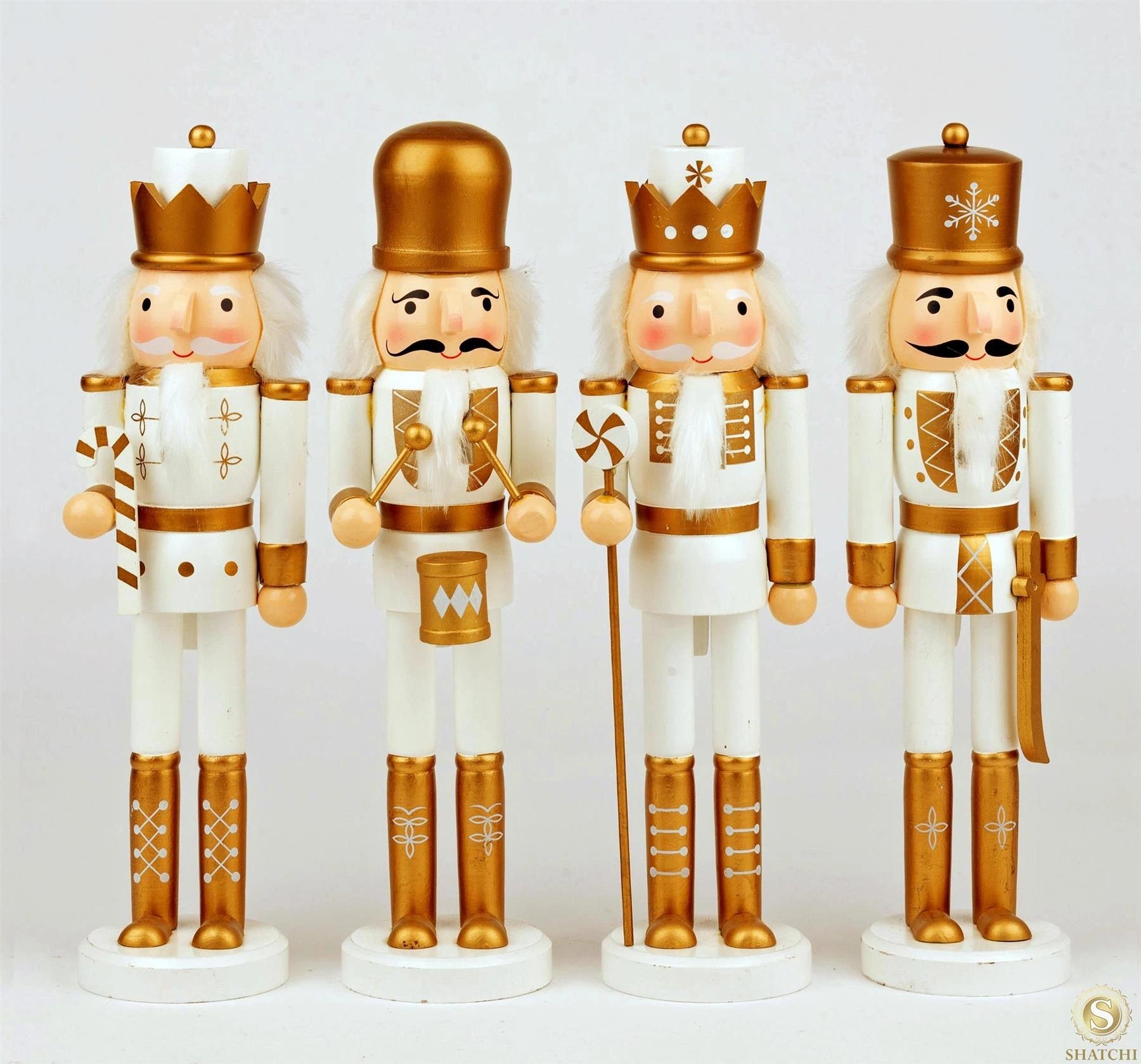 4 Gold Nutcrackers Christmas Wooden Ornaments Figurine 36cm Xmas Home Decoration