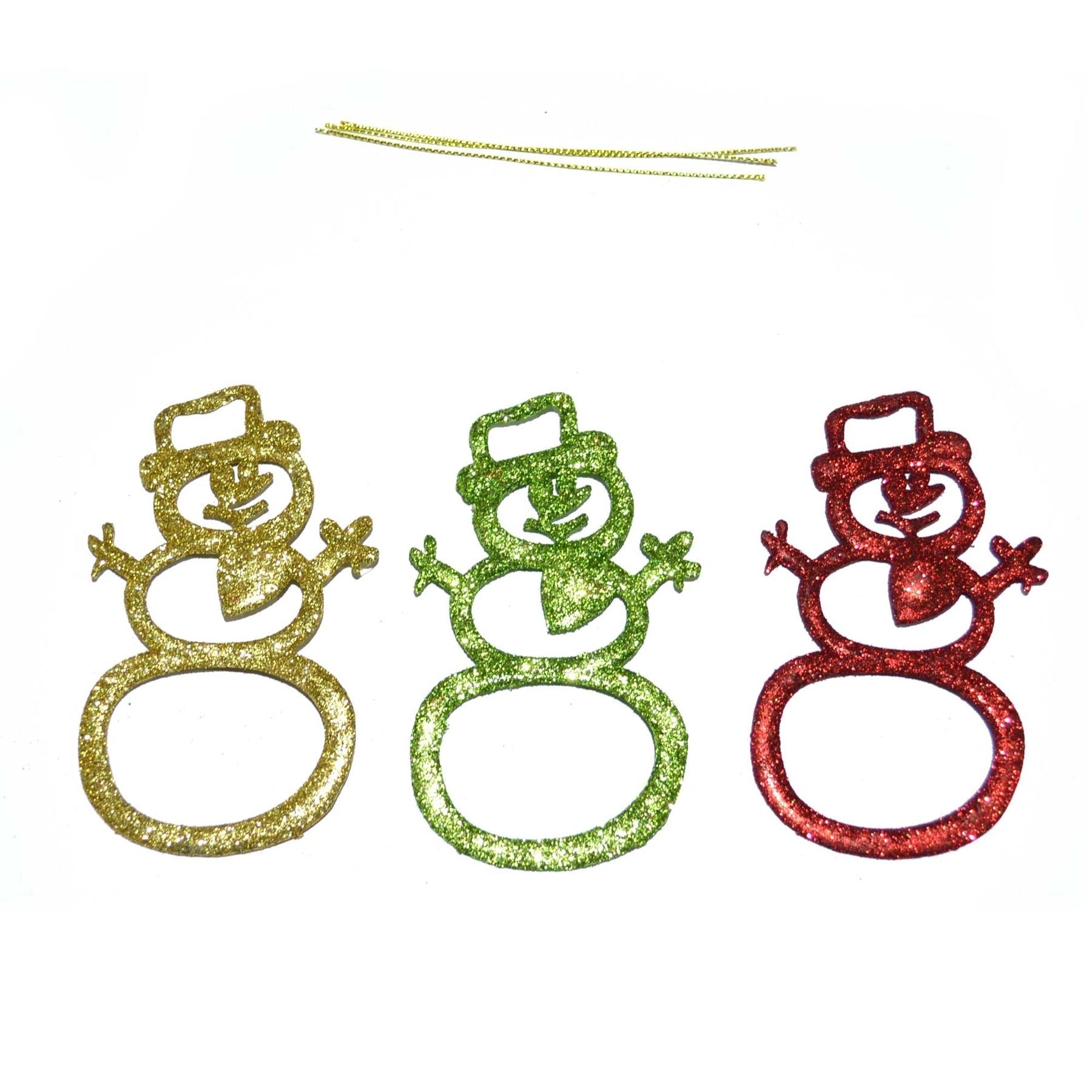Hanging Ornament Christmas Tree Glitter Snowman String Xmas Home Decoration 3PCS