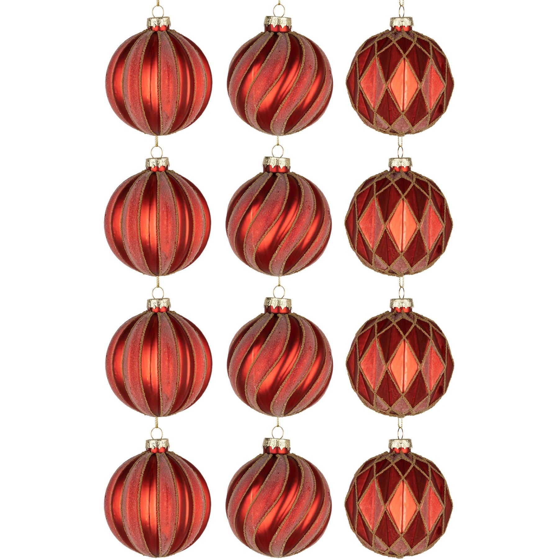 8cm Glass Baubles Christmas Tree Ornament Balls Xmas Hanging Festive Decor 12PCS