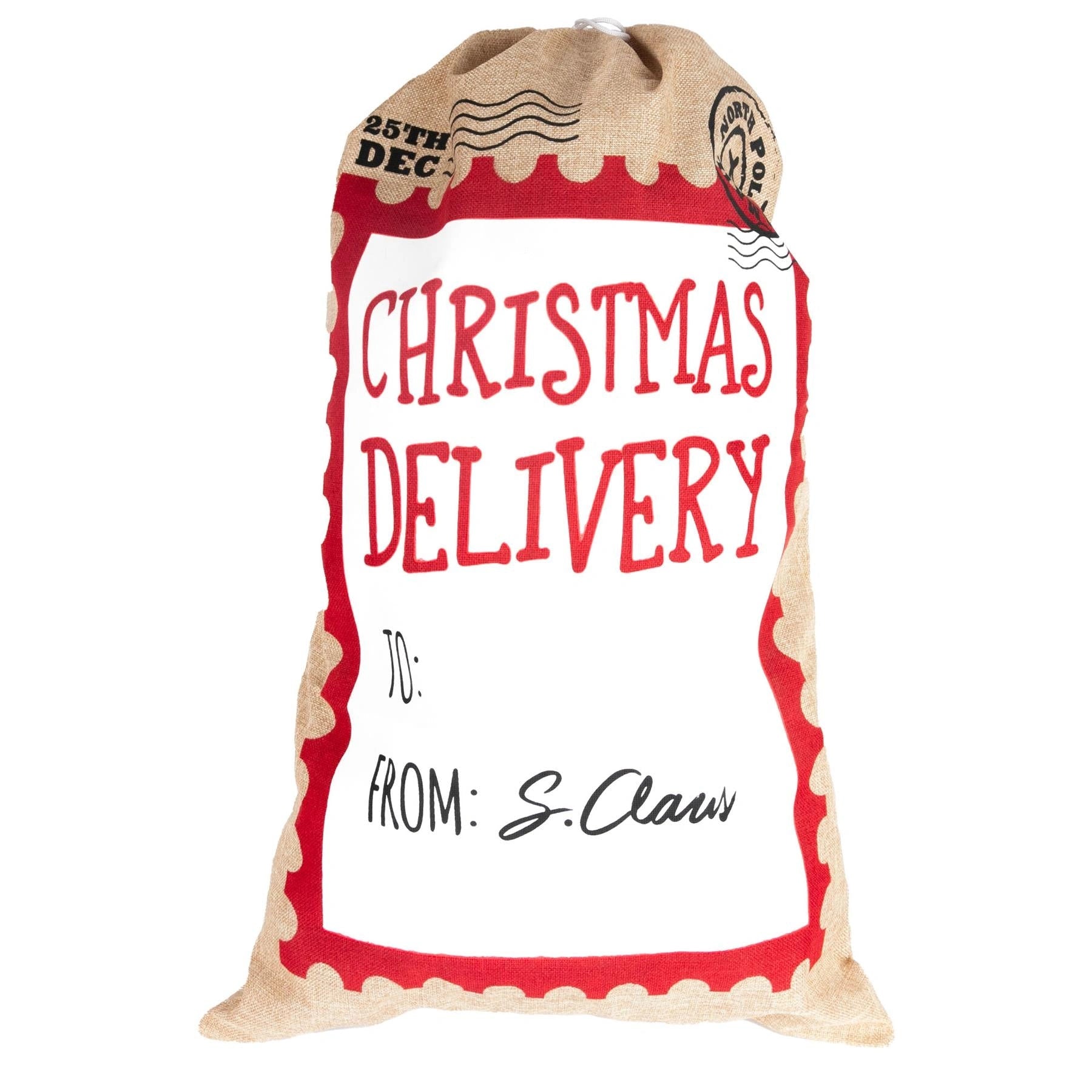 Christmas Santa Sack Large Hessian Stocking Traditional Xmas Gift Bags 48X78cm